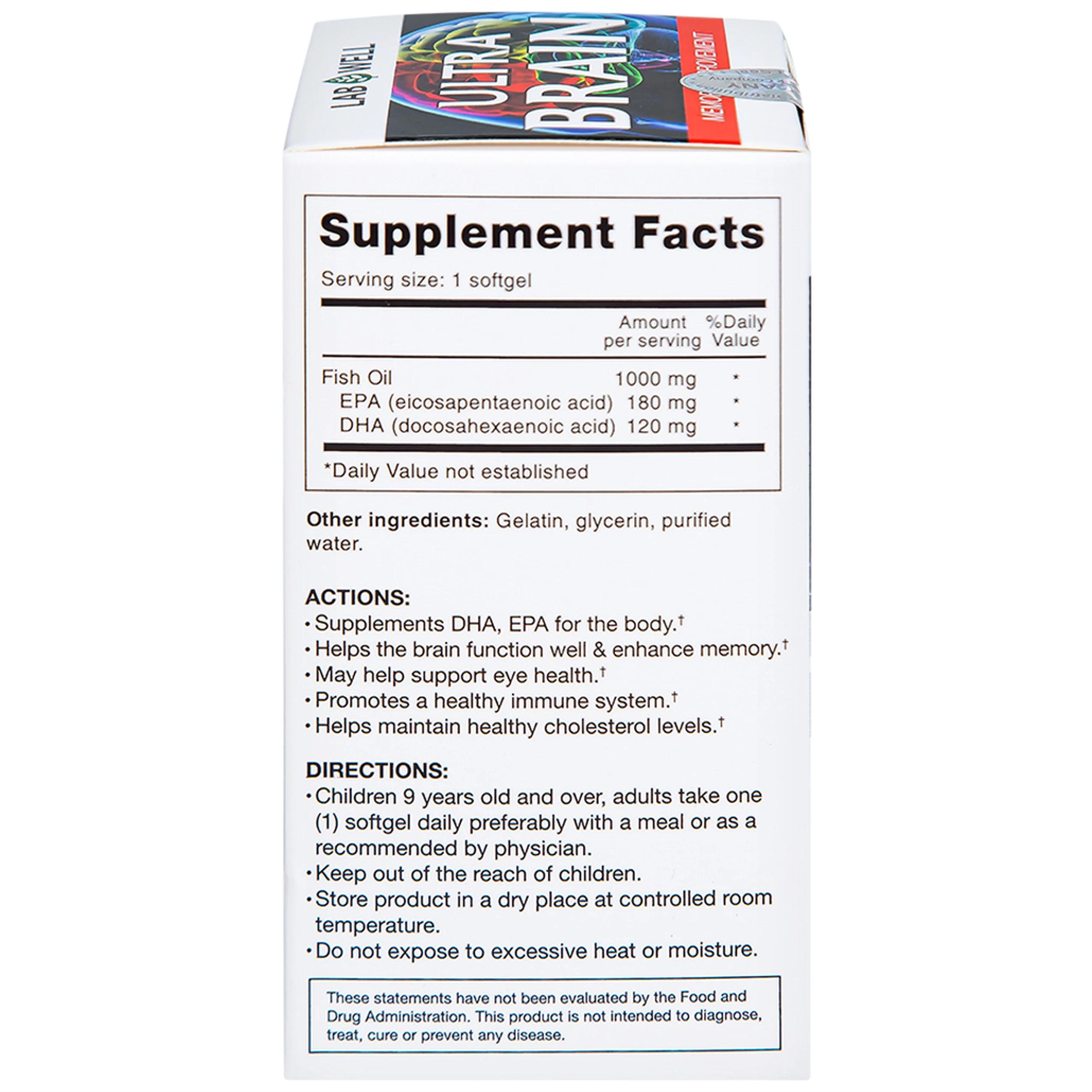 Viên uống bổ não, tốt cho mắt và tim mạch Ultra Brain Lab Well (60 viên)