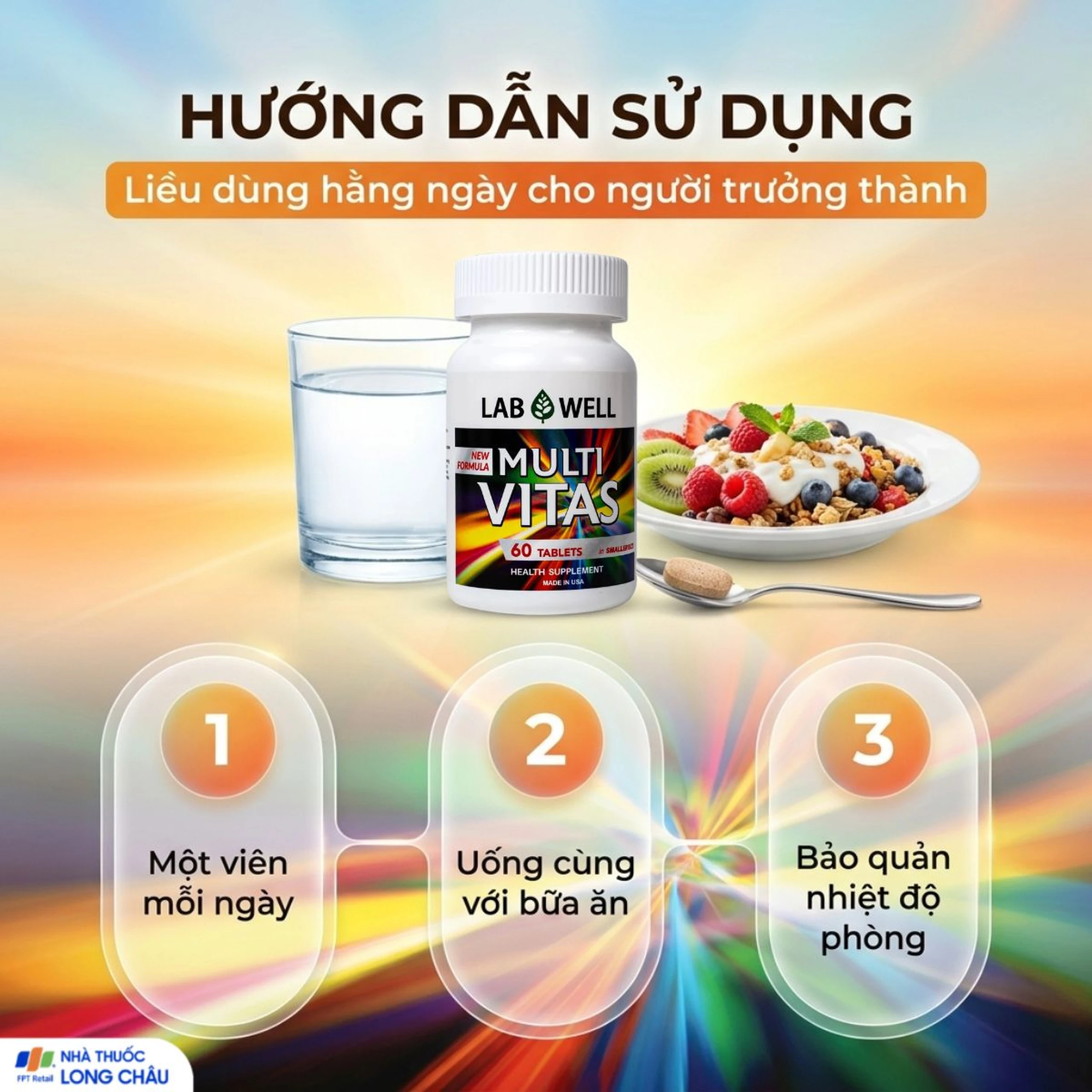 Viên uống bổ sung vitamin và khoáng chất cho cơ thể Multi Vitas Lab Well (60 viên) 5