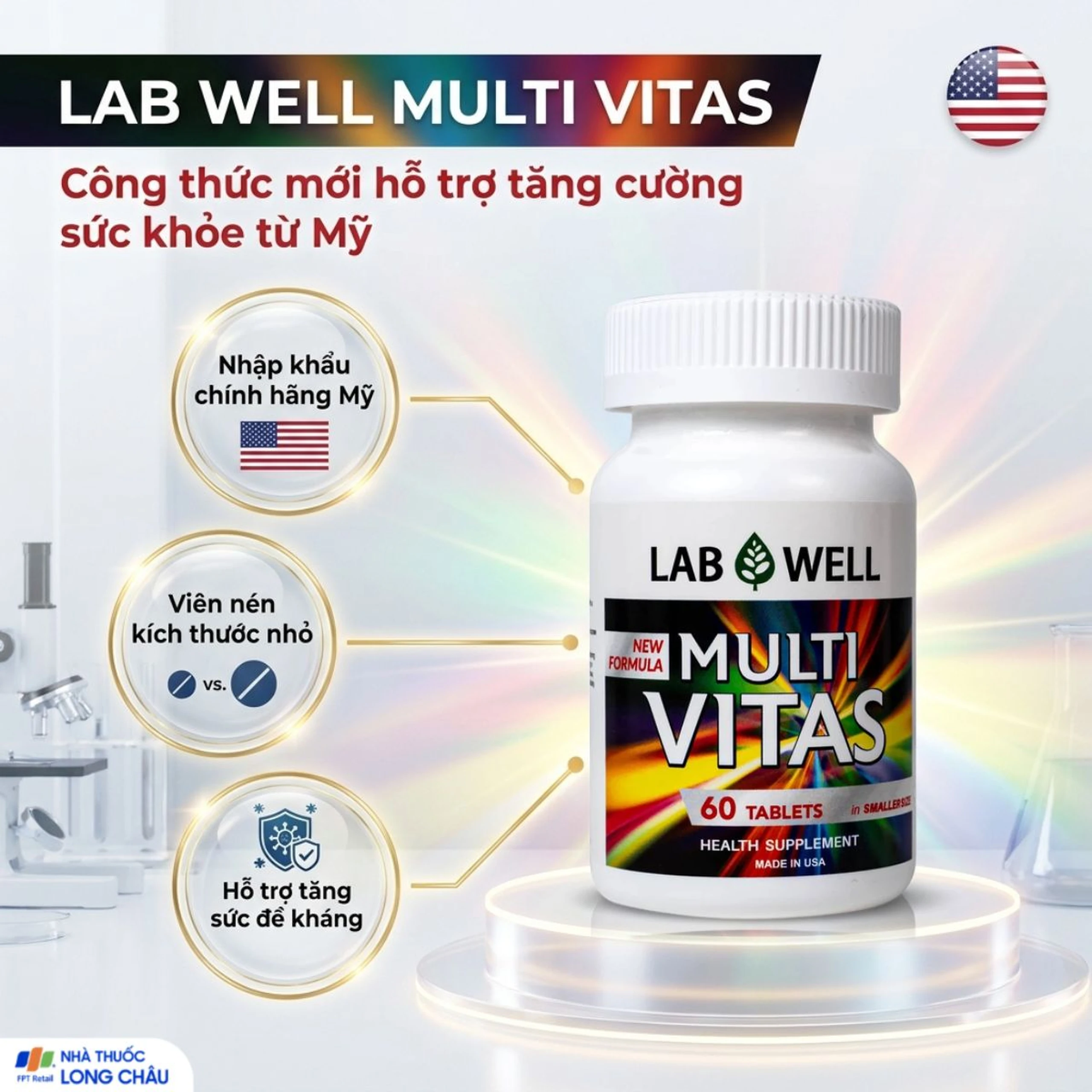 Viên uống bổ sung vitamin và khoáng chất cho cơ thể Multi Vitas Lab Well (60 viên) 2