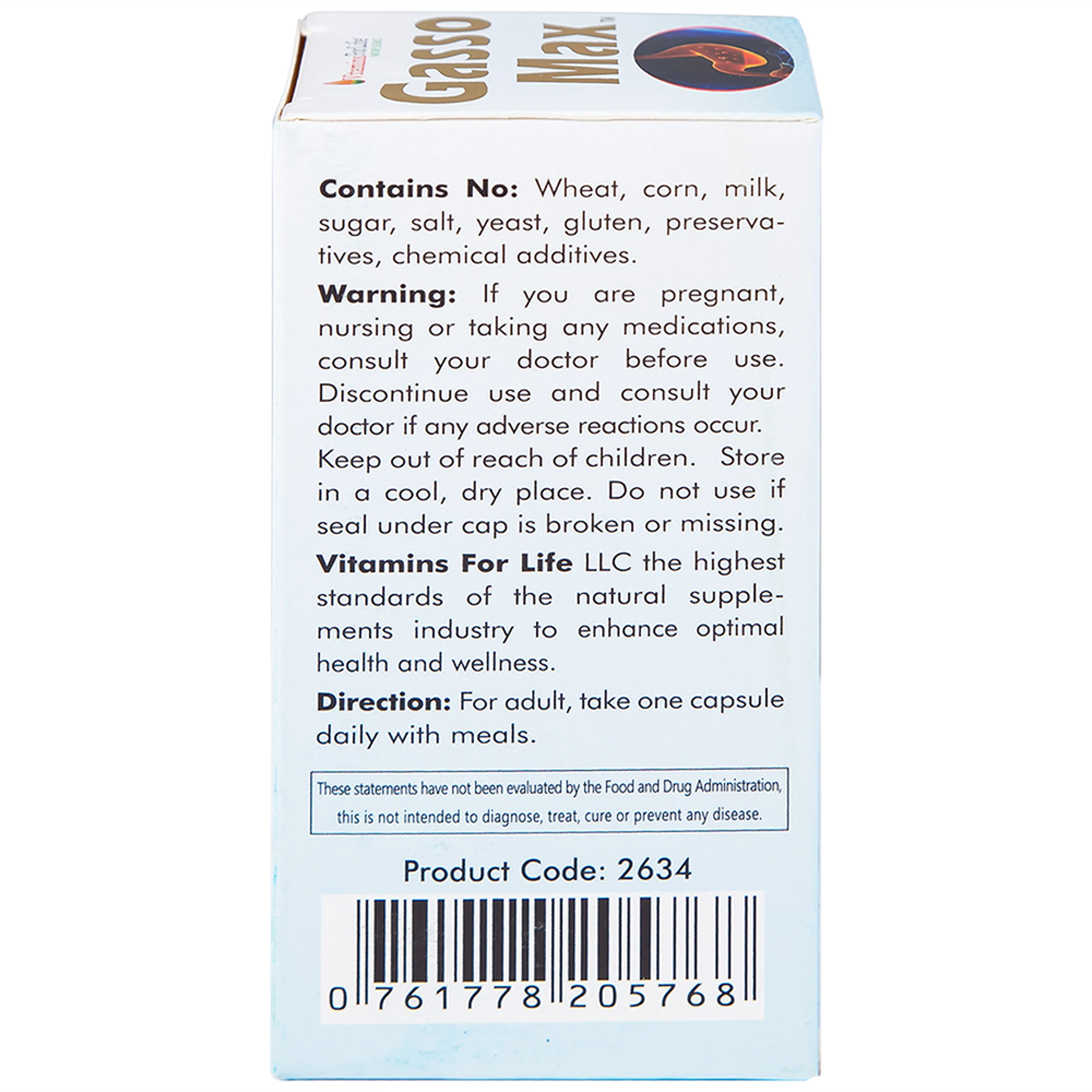 Viên uống bổ sung enzyme và các thảo mộc hỗ trợ tiêu hóa tốt Gasso Max Vitamins For Life (30 viên)