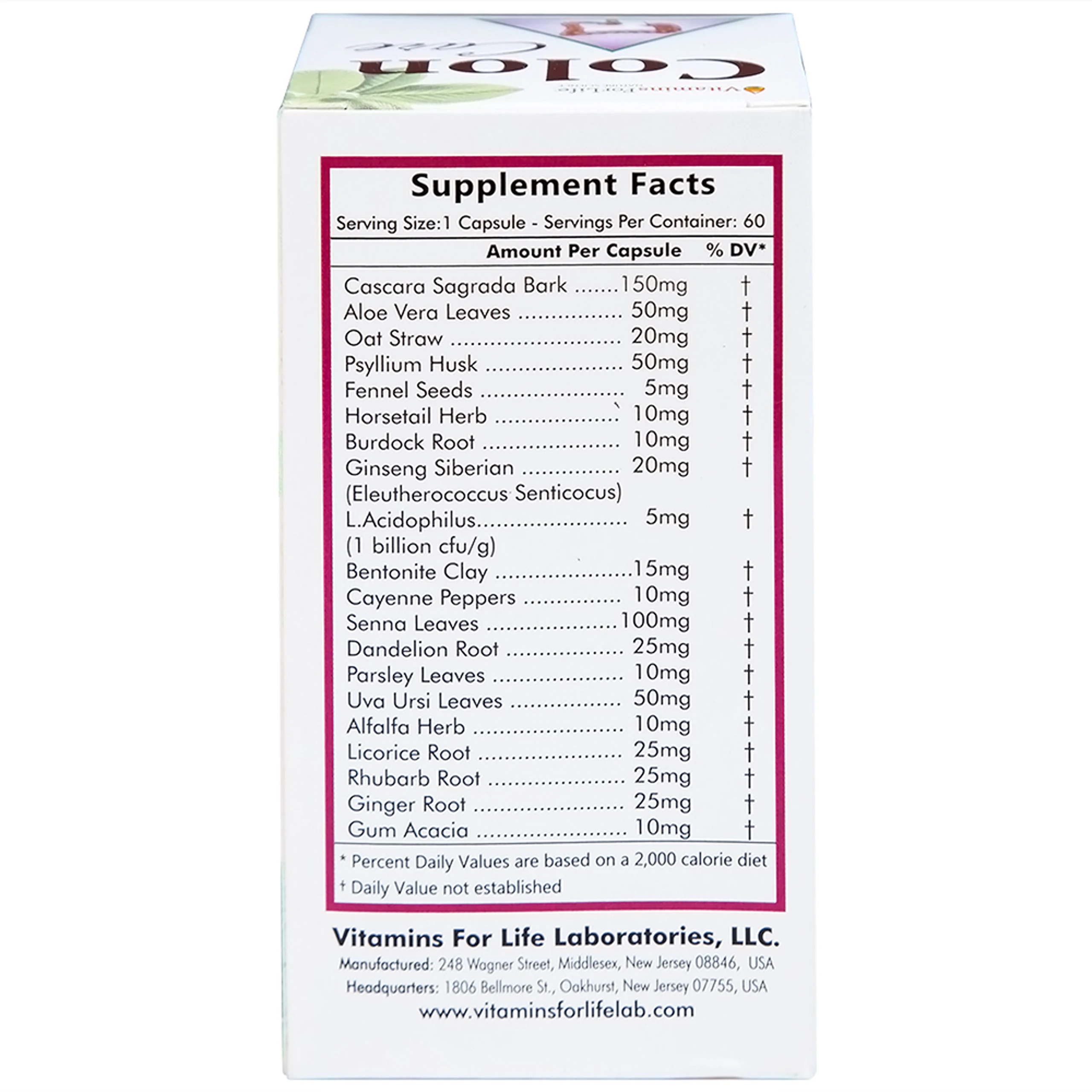 Viên uống giúp nhuận tràng, giảm táo bón, tốt cho tiêu hóa Colon Care Vitamins For Life (60 viên)