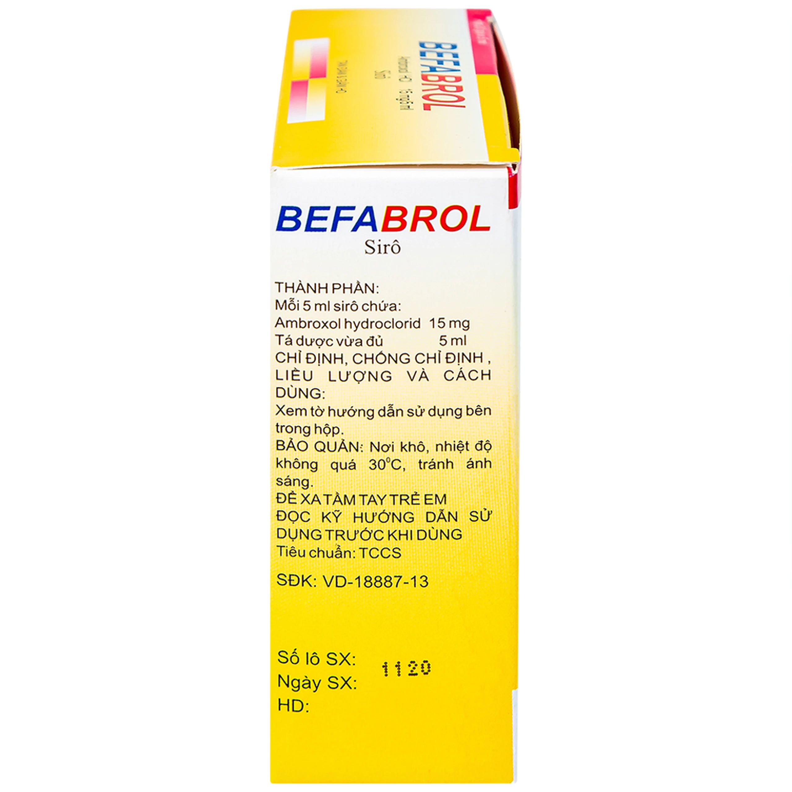 Siro Befabrol 15mg Bepharco tiêu chất nhầy đường hô hấp (20 gói x 5ml)