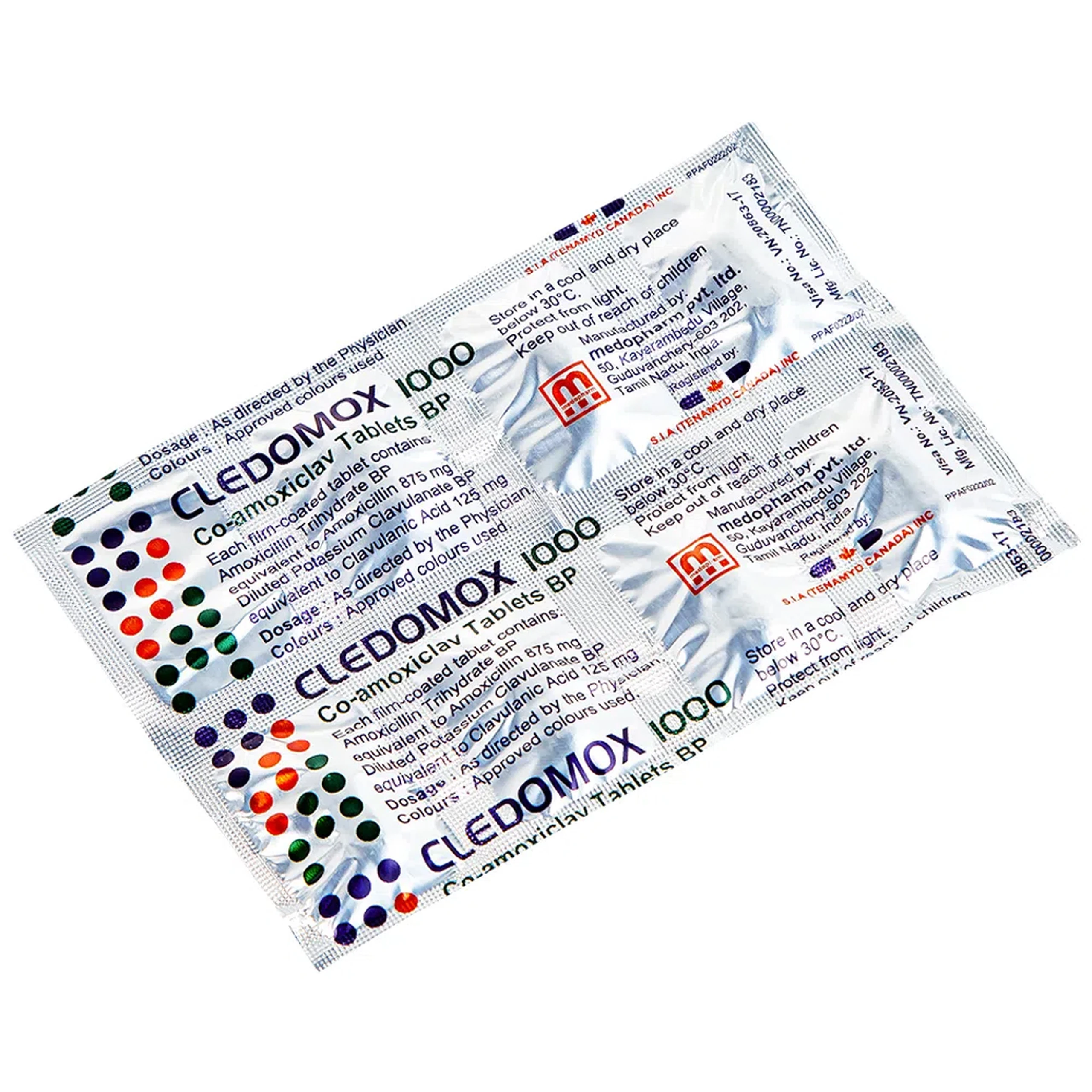 Thuốc Cledomox 1000 Tenamyd điều trị các trường hợp nhiễm khuẩn (2 vỉ x 7 viên)