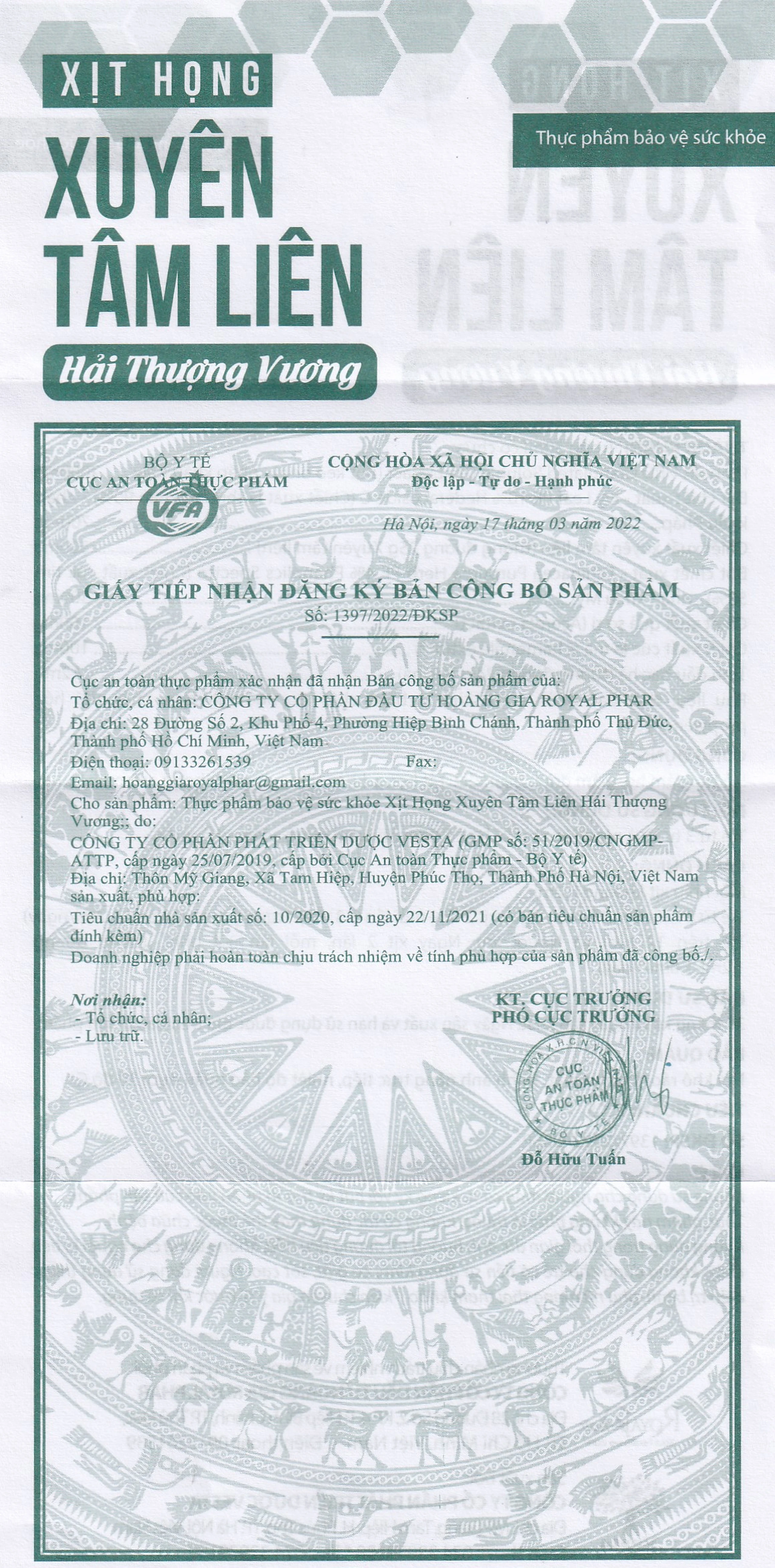 Chai xịt họng hỗ trợ giảm ho, giảm đờm, giảm đau rát họng Xuyên Tâm Liên Hải Thượng Vương (30ml)