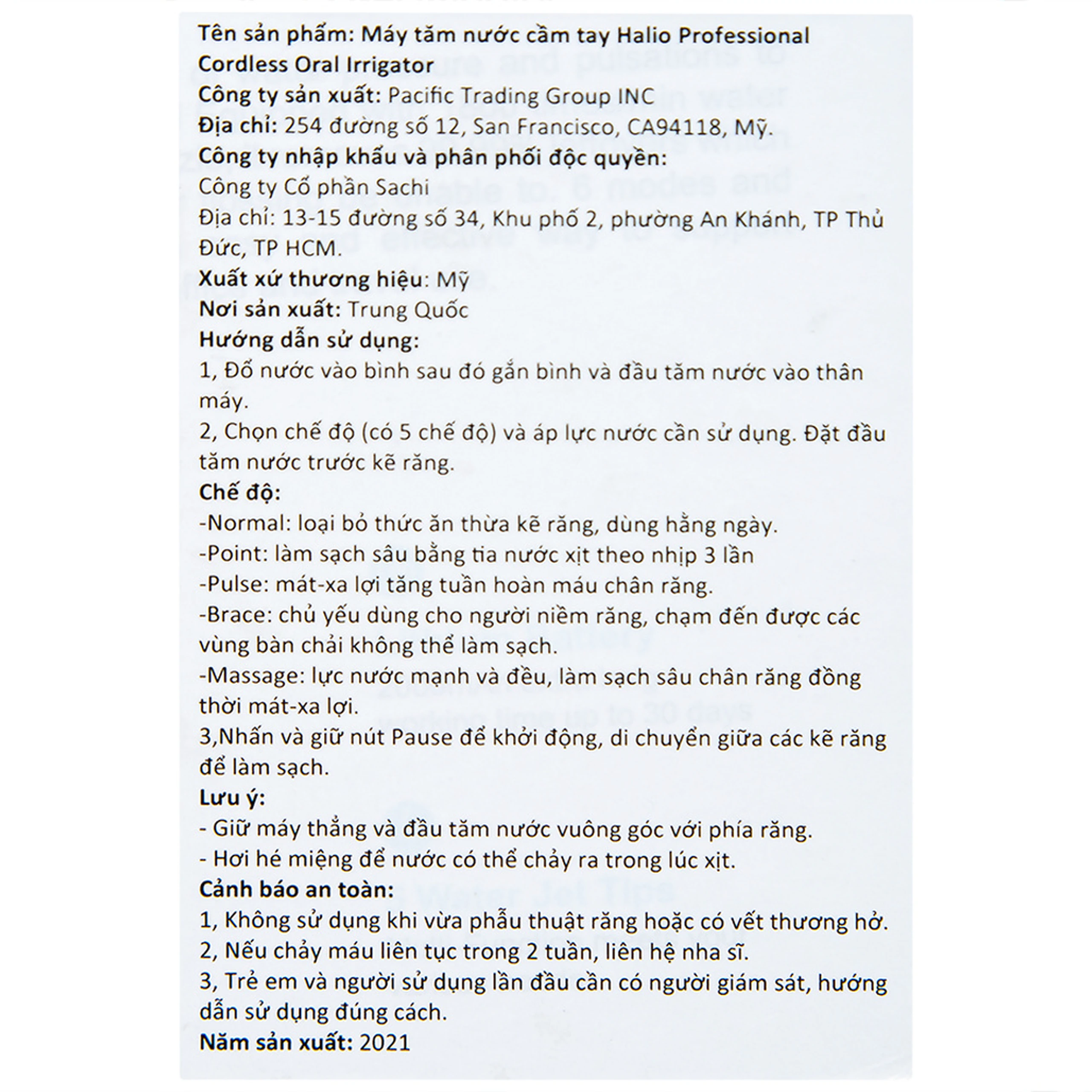 Máy tăm nước 6 chế độ Halio Professional Cordless Oral Irrigator