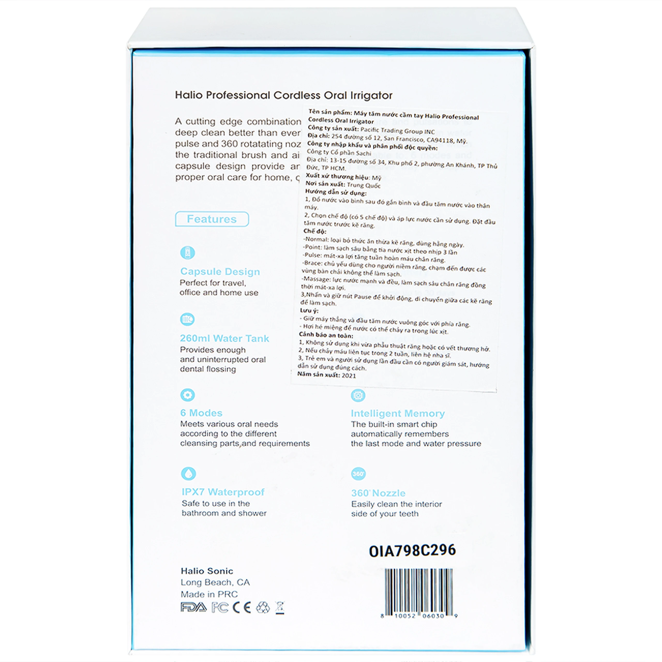 Máy tăm nước 6 chế độ Halio Professional Cordless Oral Irrigator