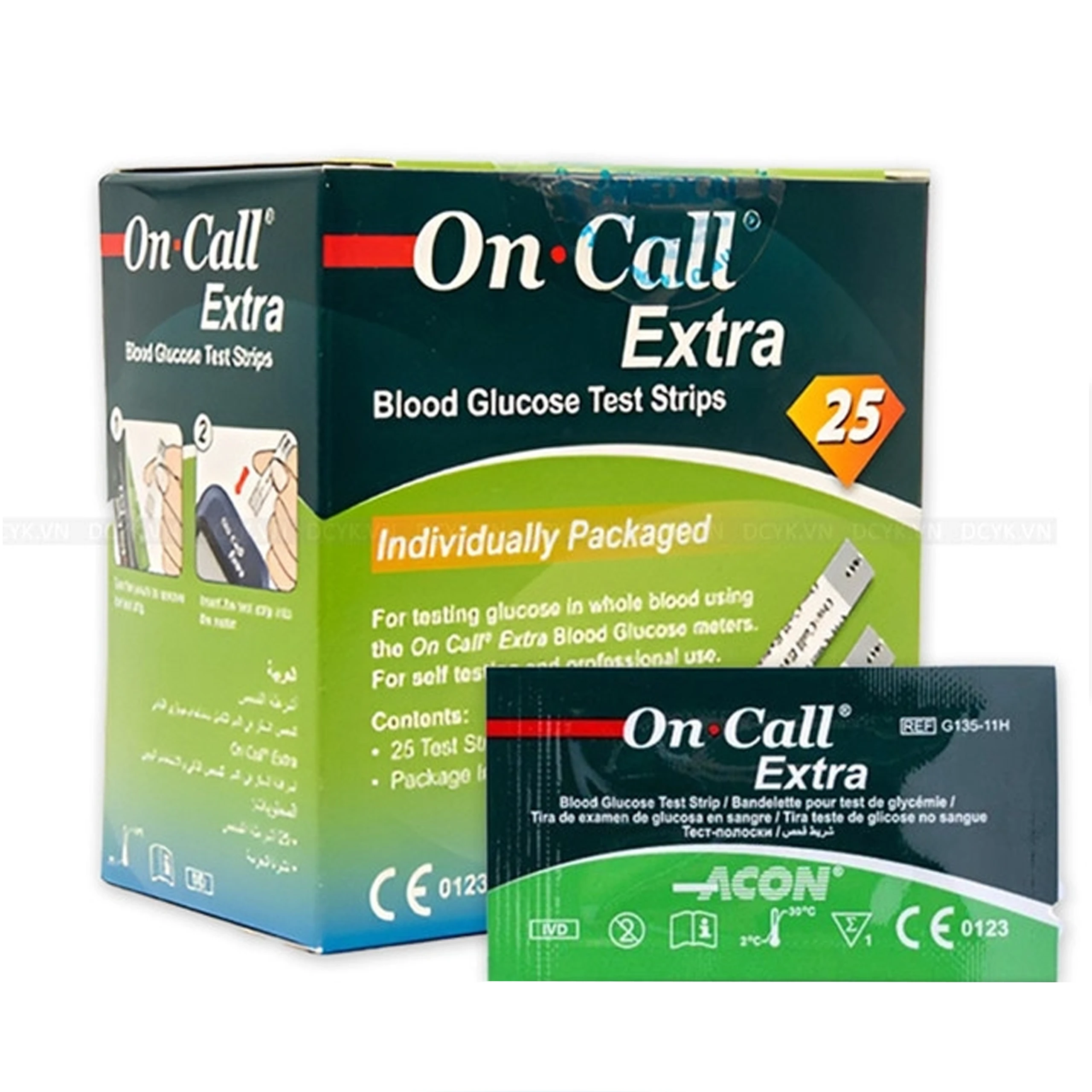 Que thử đường huyết On Call Extra (hộp 25 que)