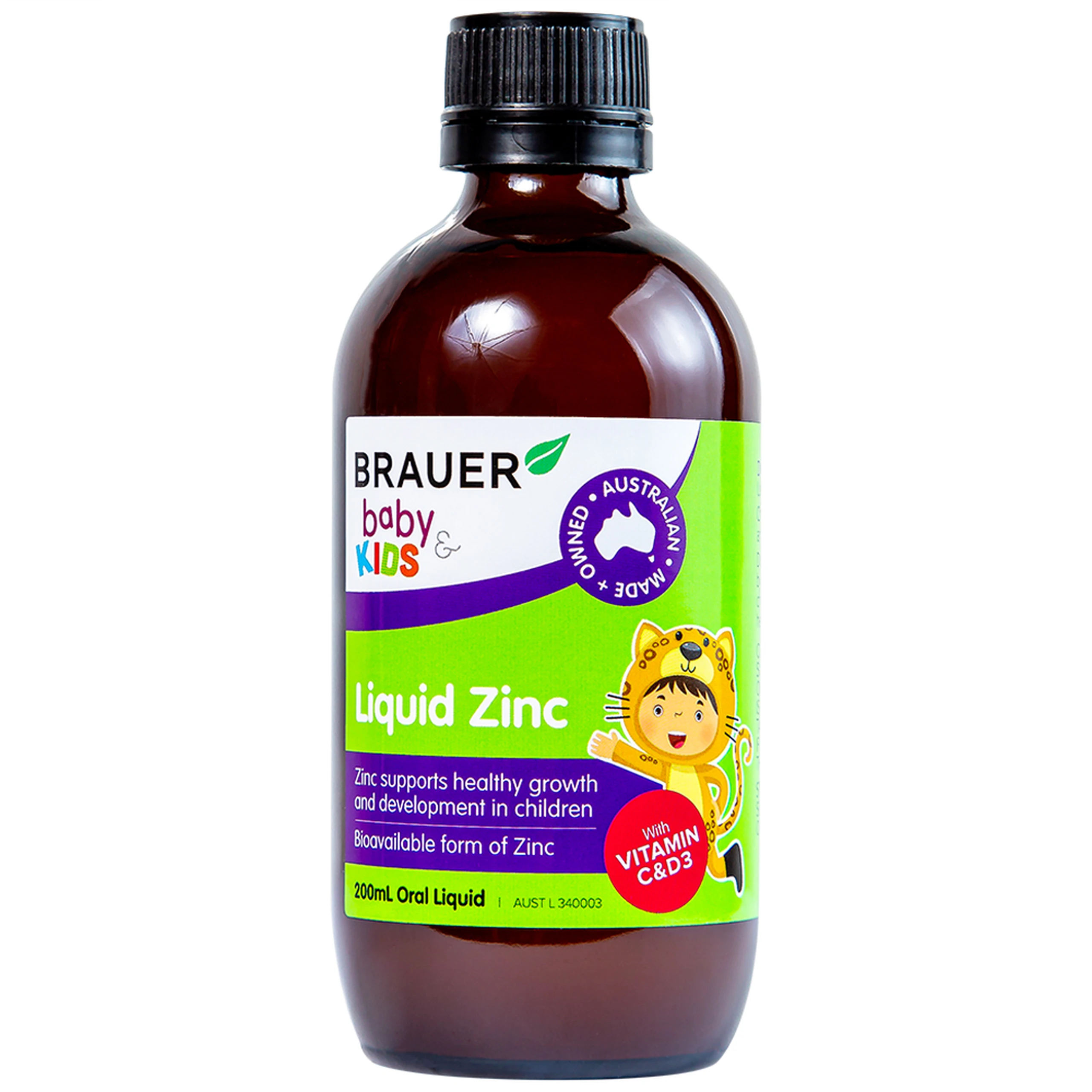 Siro bổ sung kẽm tăng sức đề kháng cho trẻBrauer Baby & Kids Liquid Zinc (200ml)
