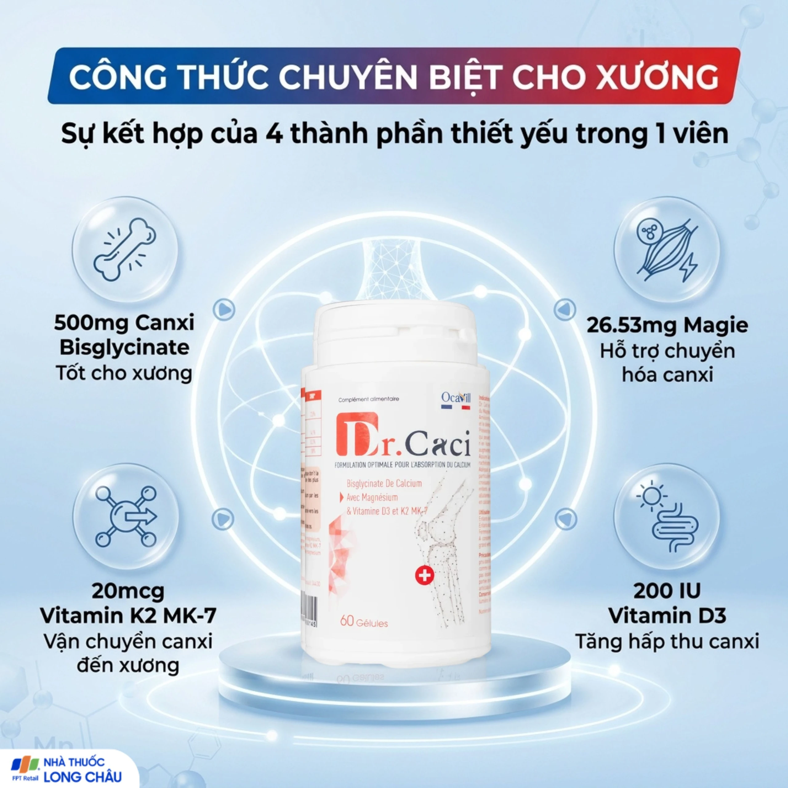 Viên uống giúp xương và răng chắc khỏe, giảm nguy cơ loãng xương Dr. Caci Ocavill (60 viên) 5
