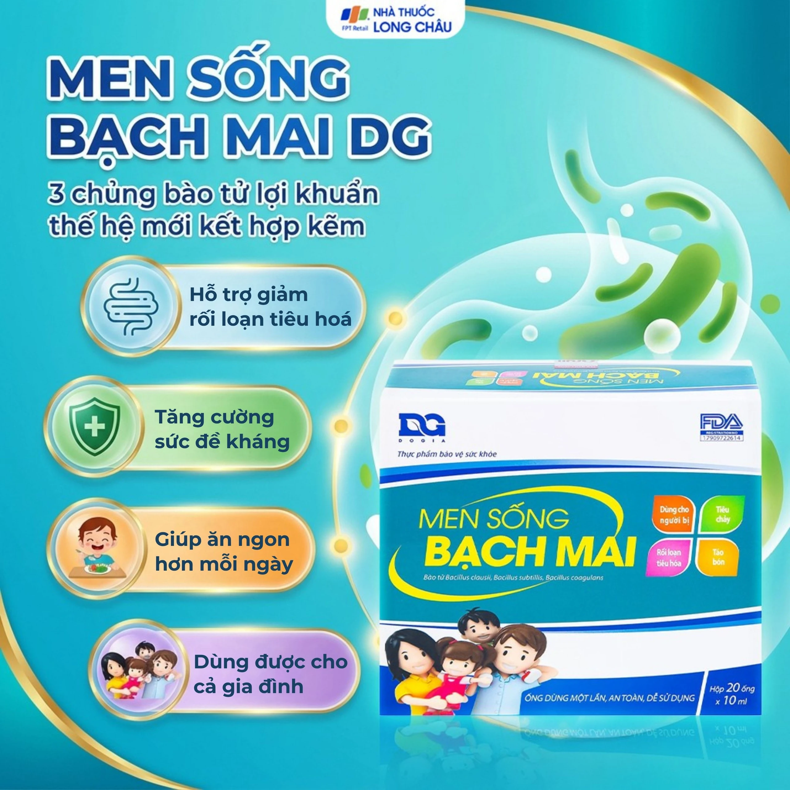 Bổ sung lợi khuẩn đường tiêu hóa Men sống Bạch Mai (20 ống) 2