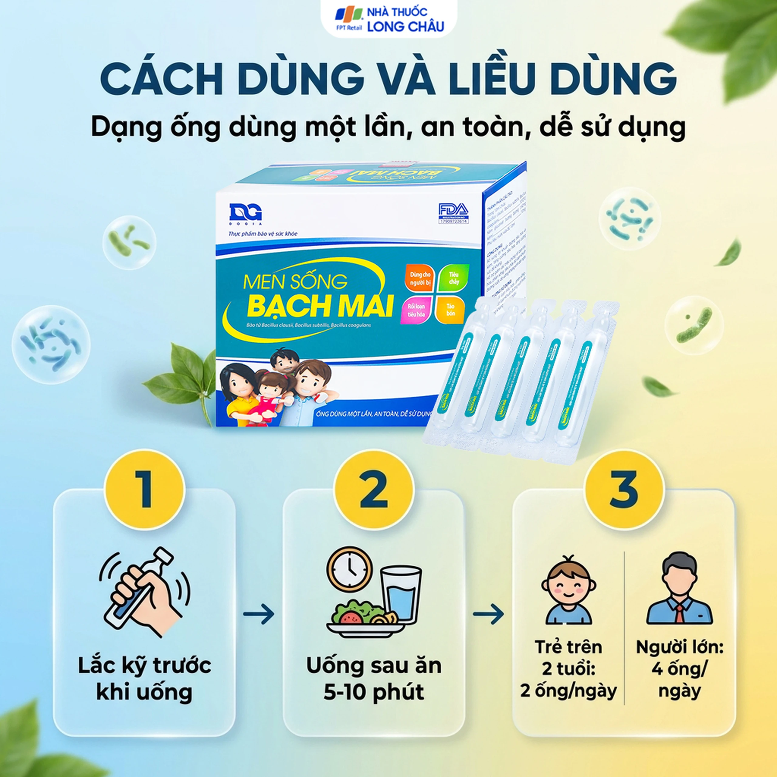 Bổ sung lợi khuẩn đường tiêu hóa Men sống Bạch Mai (20 ống) 5