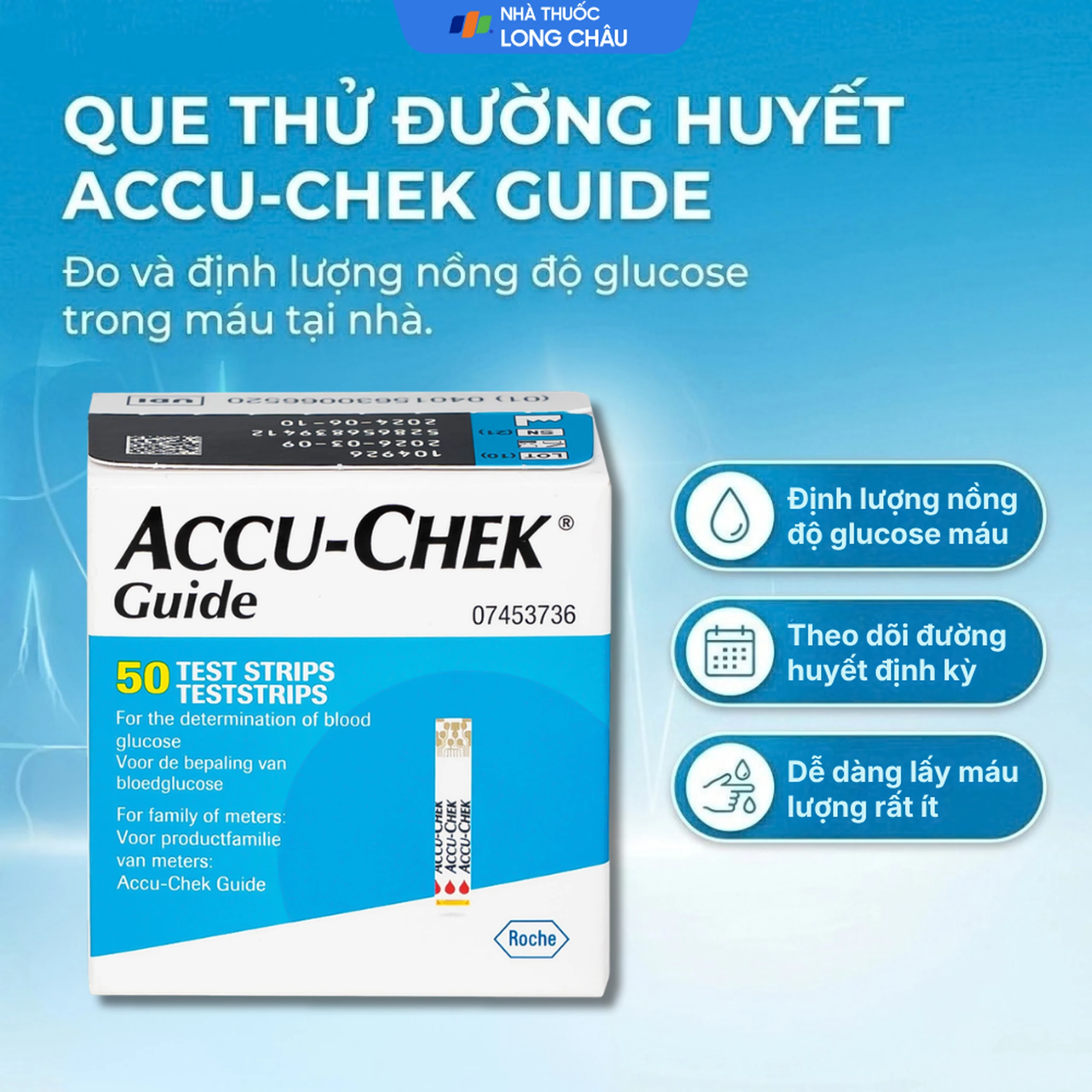 Que thử đường huyết Accu Chek Guide (50 que) 2