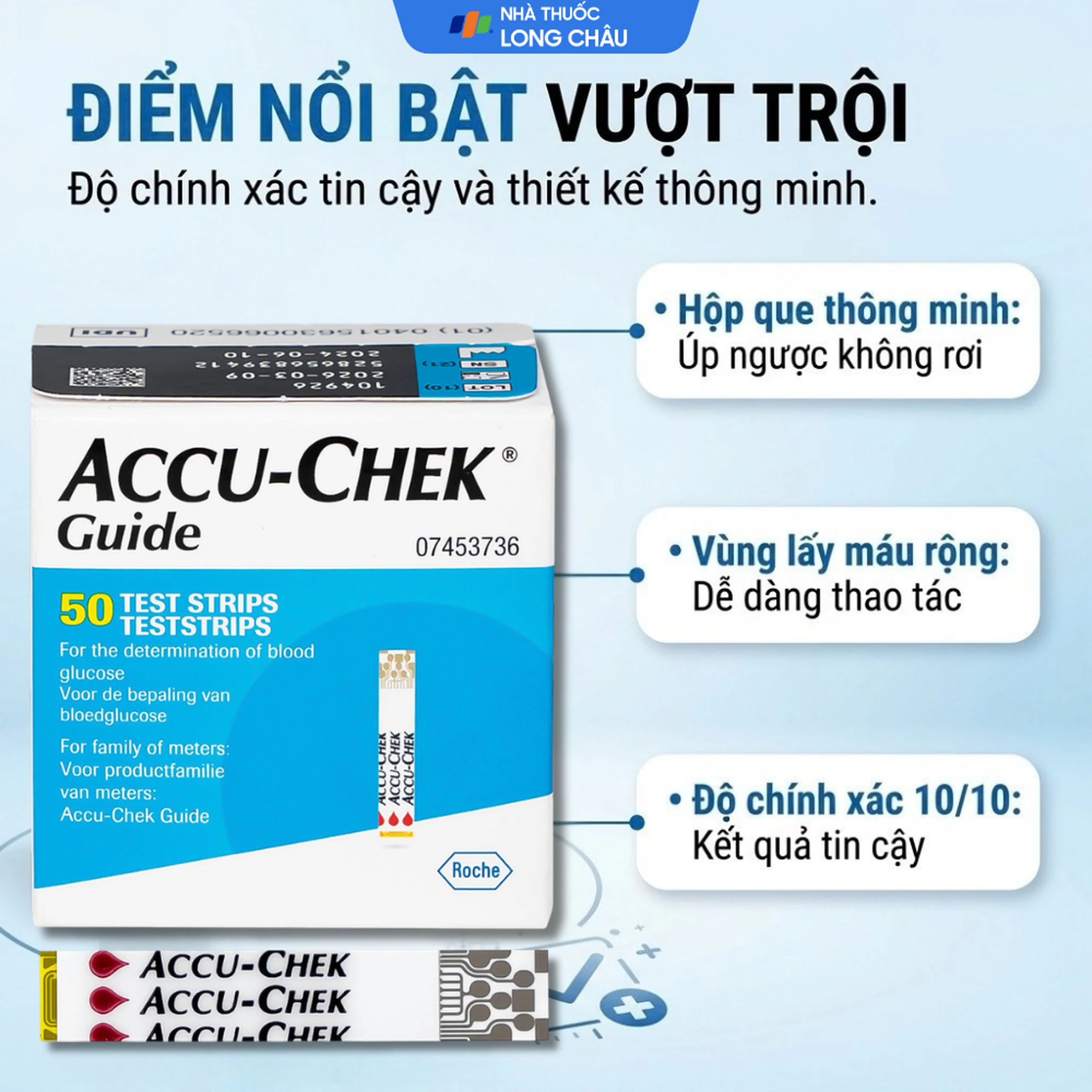 Que thử đường huyết Accu Chek Guide (50 que) 3