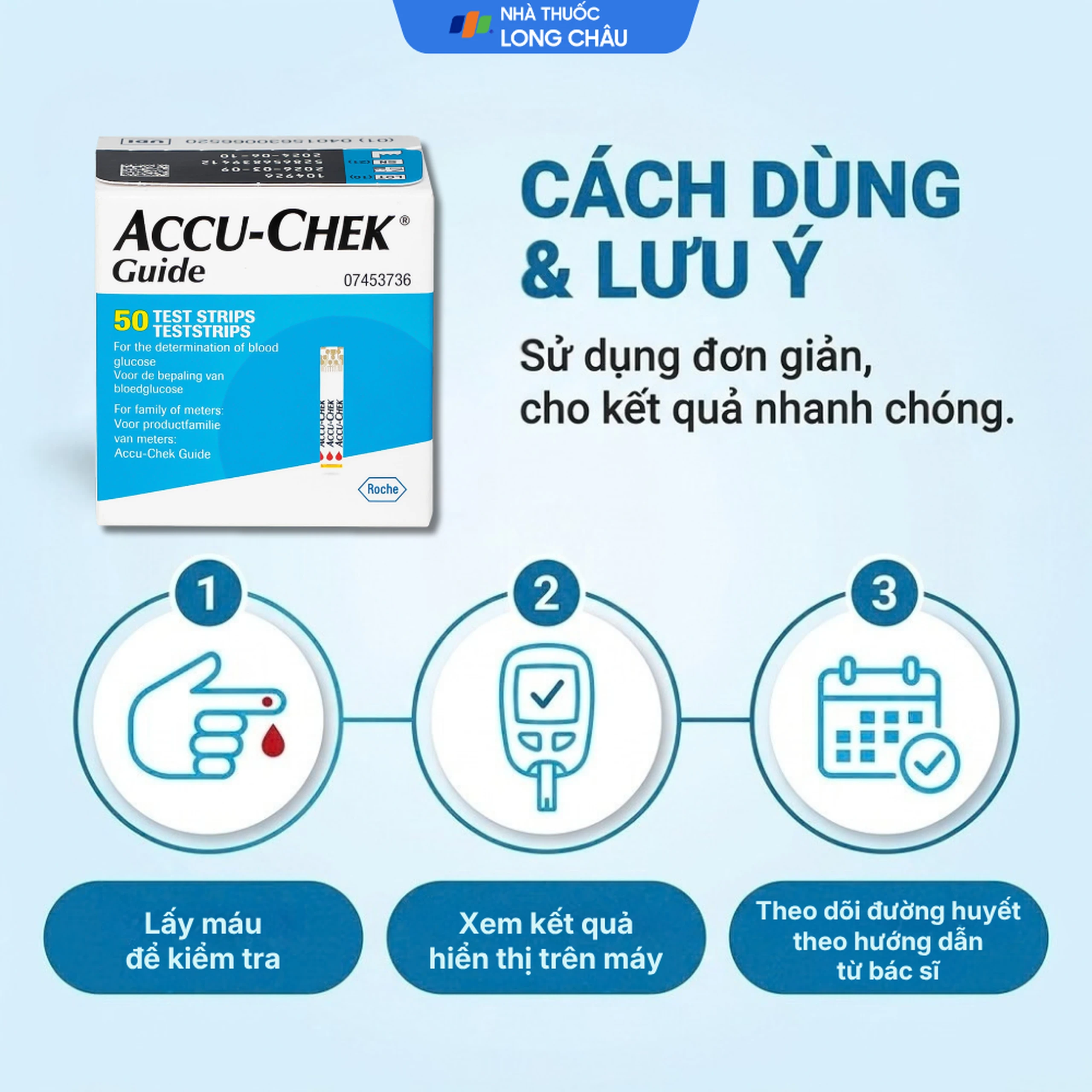 Que thử đường huyết Accu Chek Guide (50 que) 5