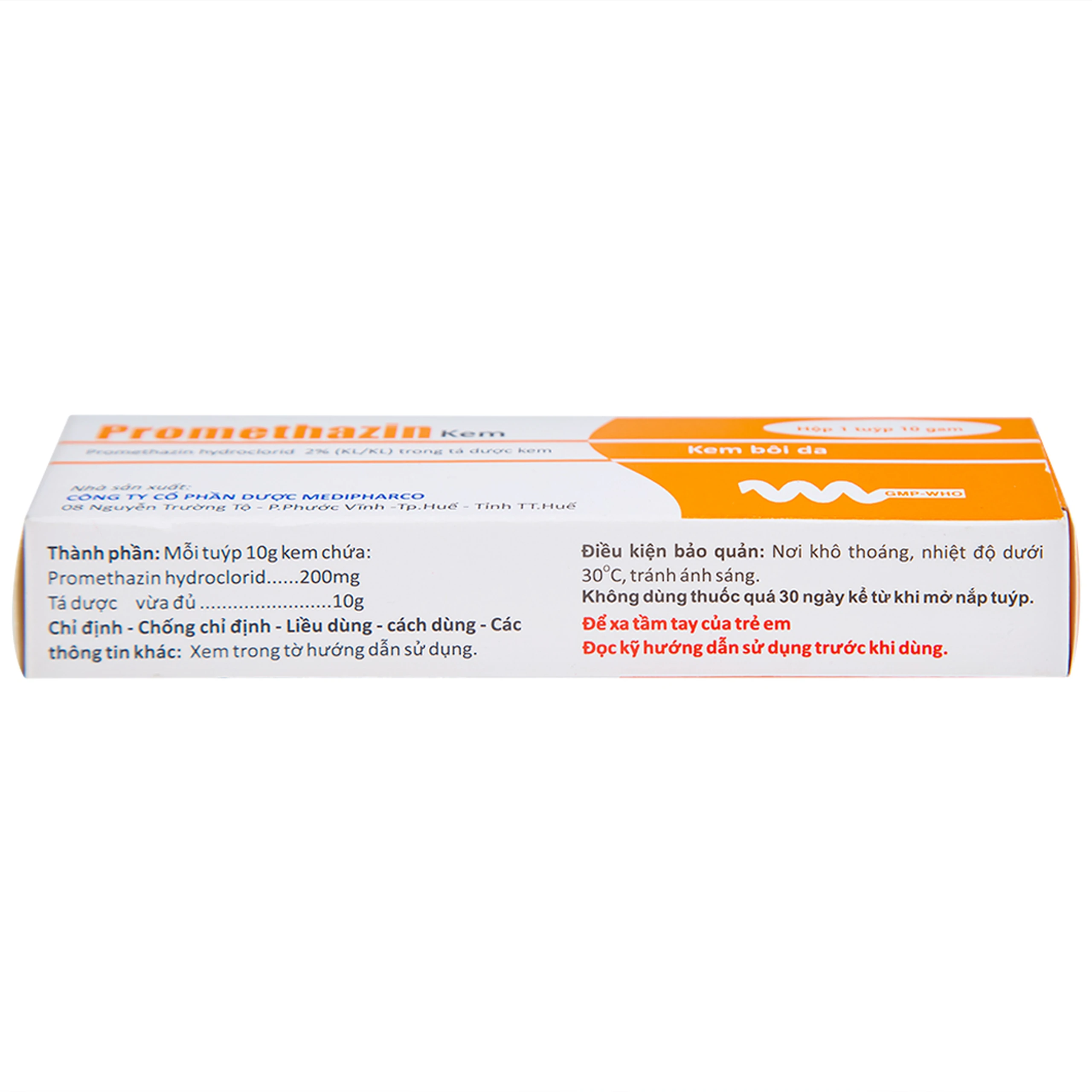 Kem bôi da Promethazin 2% Medipharco điều trị ngứa sẩn, mày đay, côn trùng đốt (1 tuýp x 10g) 