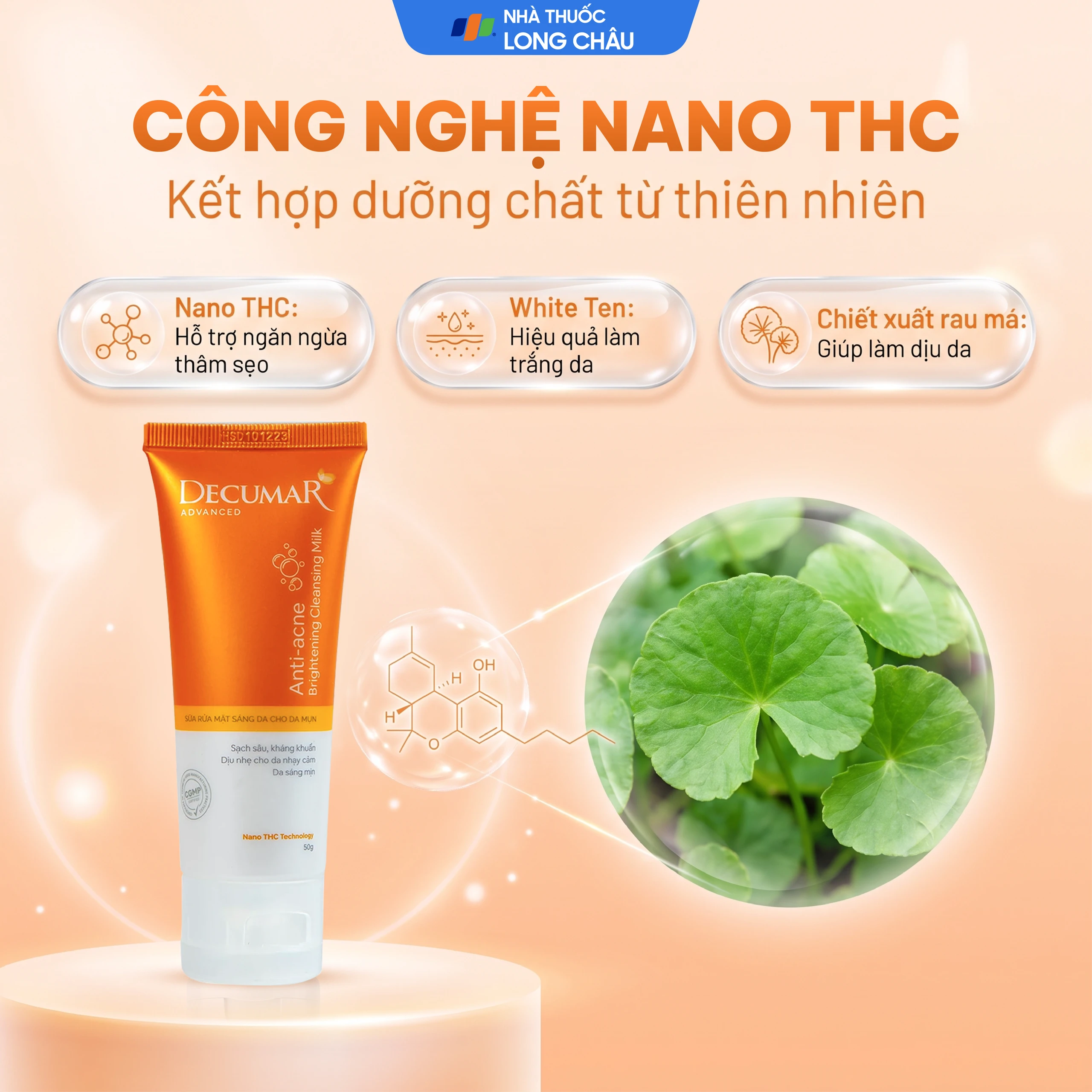 Sữa rửa mặt Nano THC Decumar Advanced ngừa mụn và làm sáng da (50g) 3