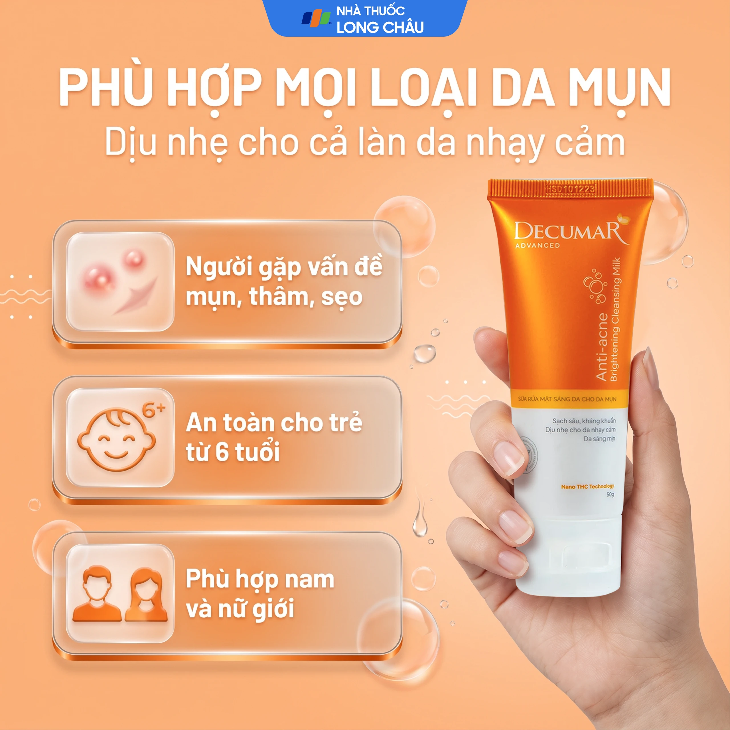 Sữa rửa mặt Nano THC Decumar Advanced ngừa mụn và làm sáng da (50g) 4