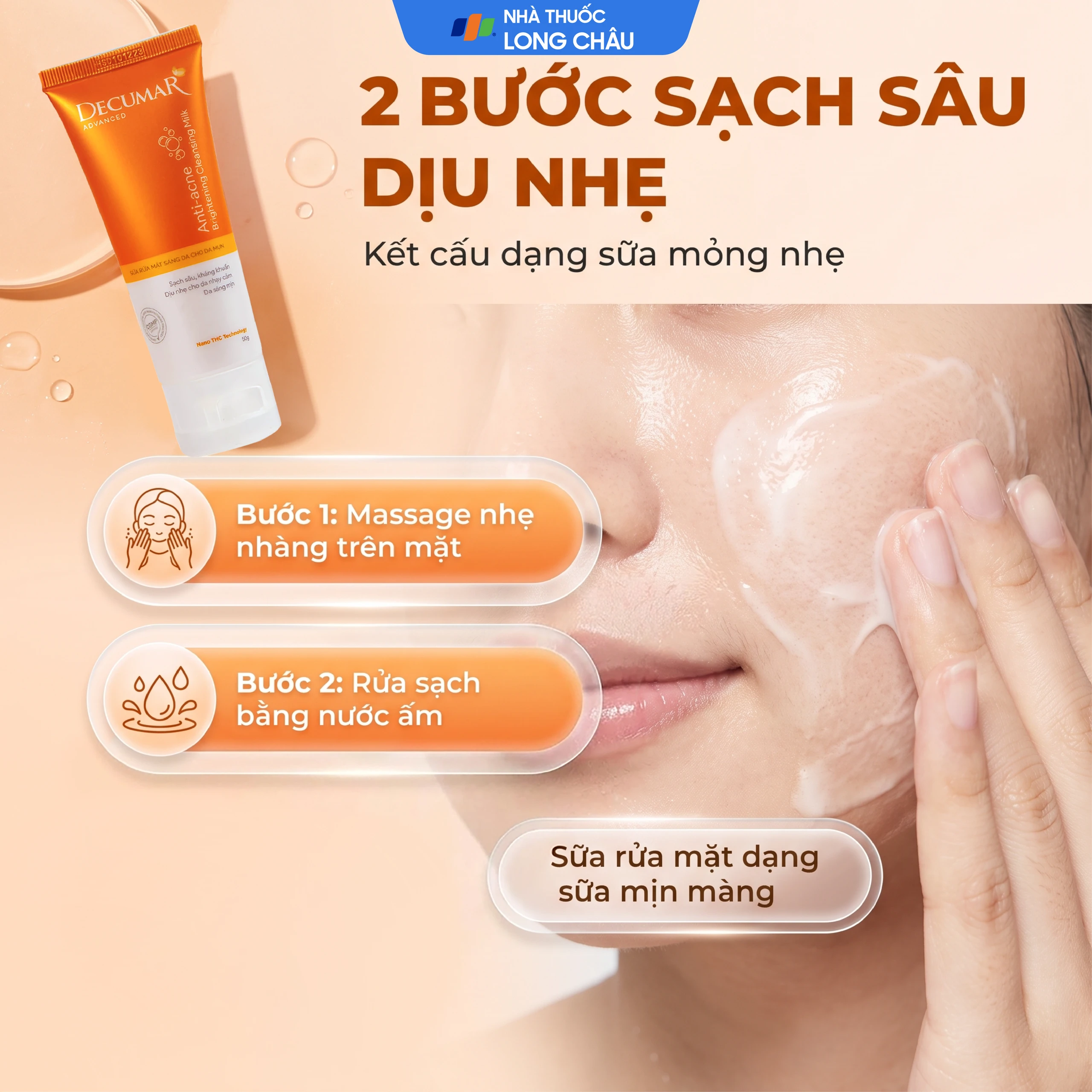 Sữa rửa mặt Nano THC Decumar Advanced ngừa mụn và làm sáng da (50g) 5