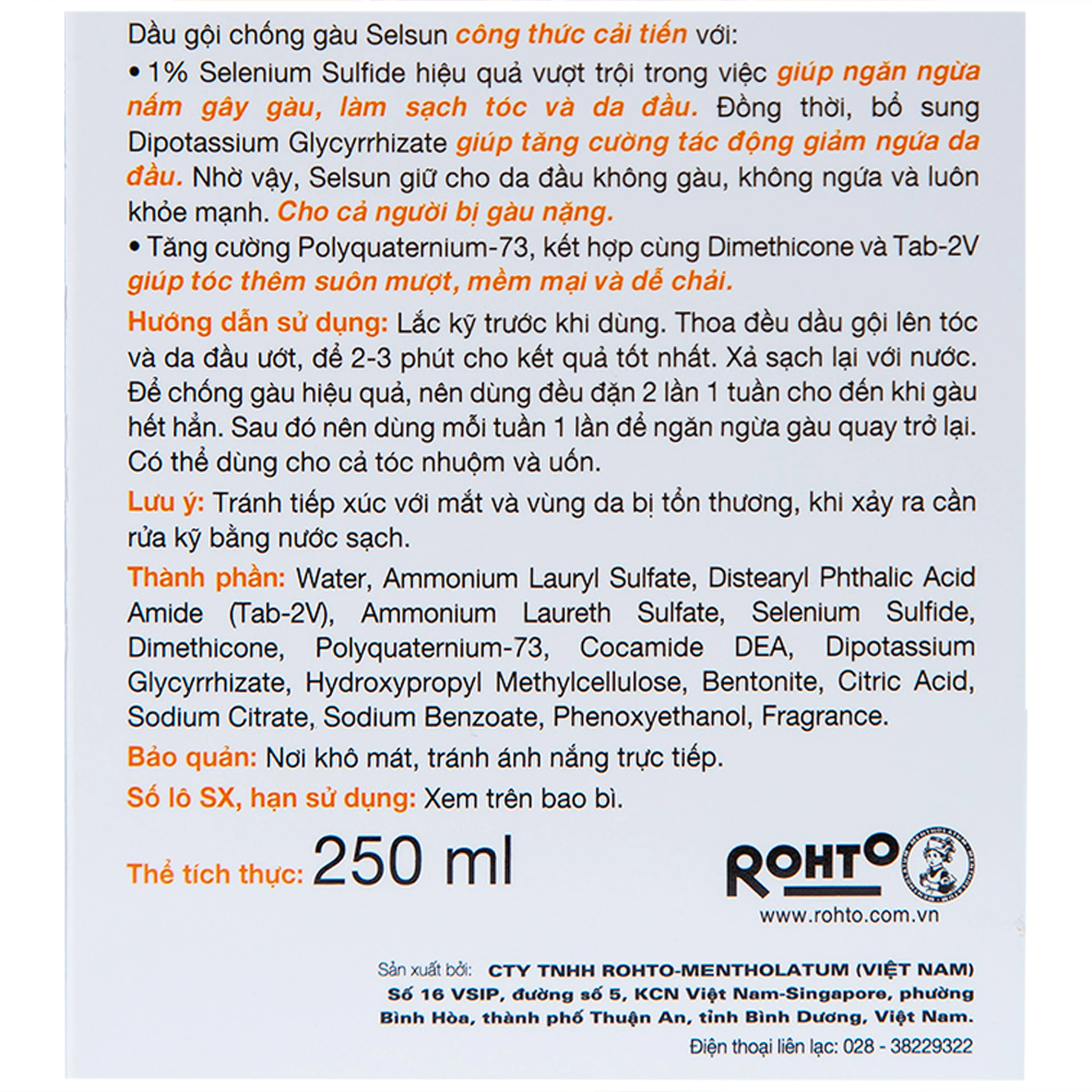 Dầu gội sạch gàu Selsun Rohto 250ml