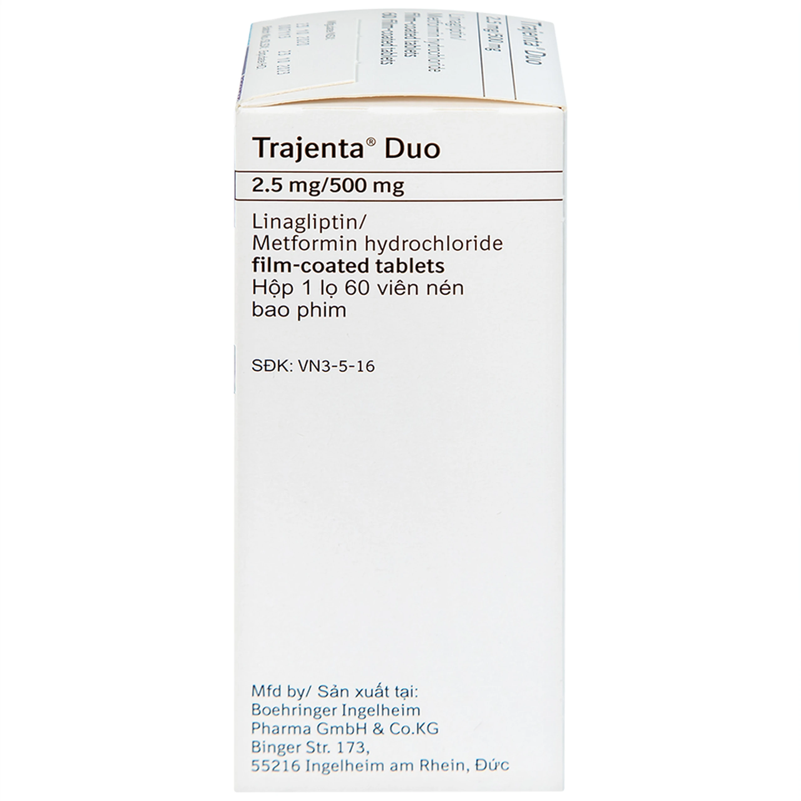Thuốc Trajenta Duo 2.5mg/500mg Boehringer điều trị đái tháo đường típ 2 (60 viên)
