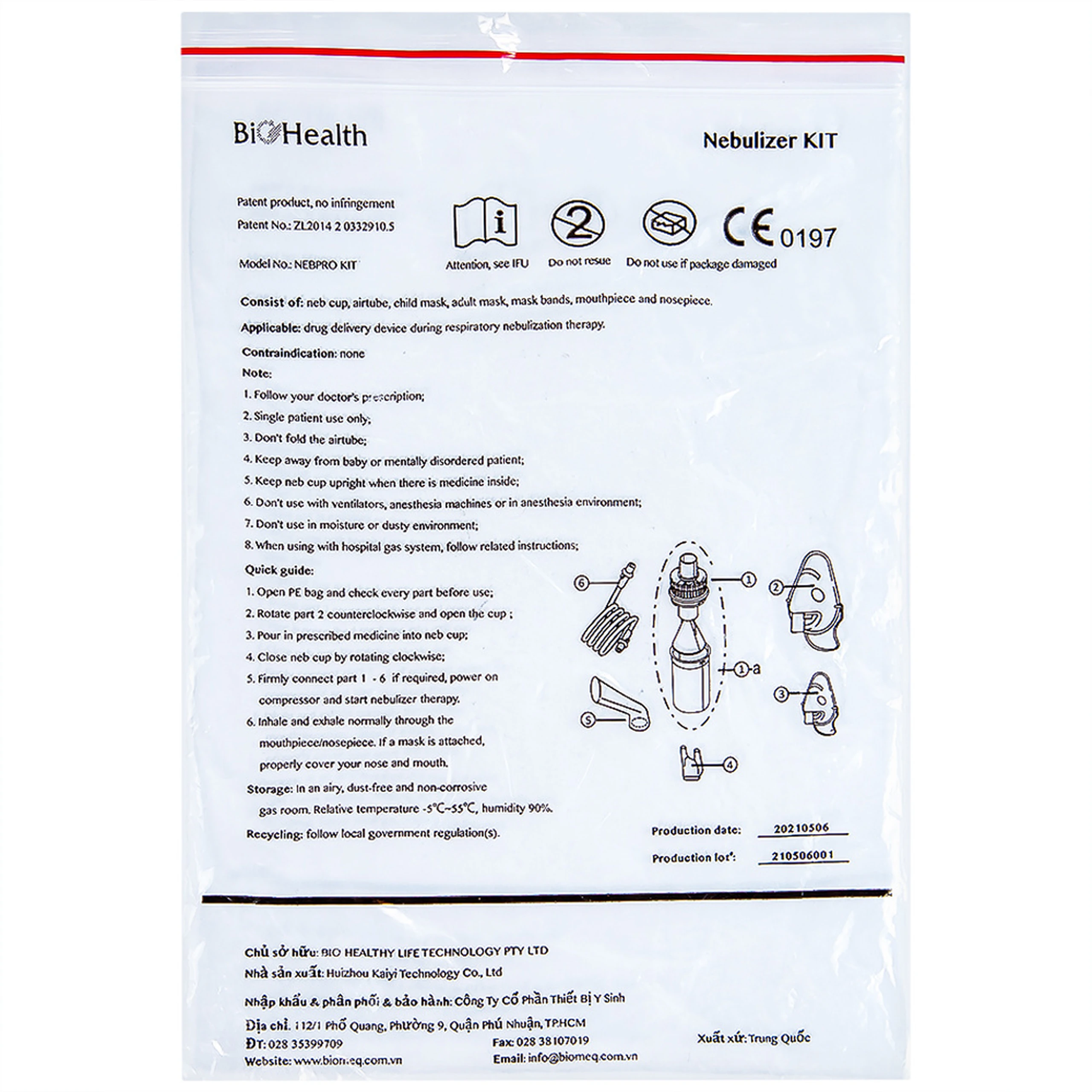 Bộ phụ kiện máy xông Nebpro Biohealth dùng cho máy xông model Nebpro