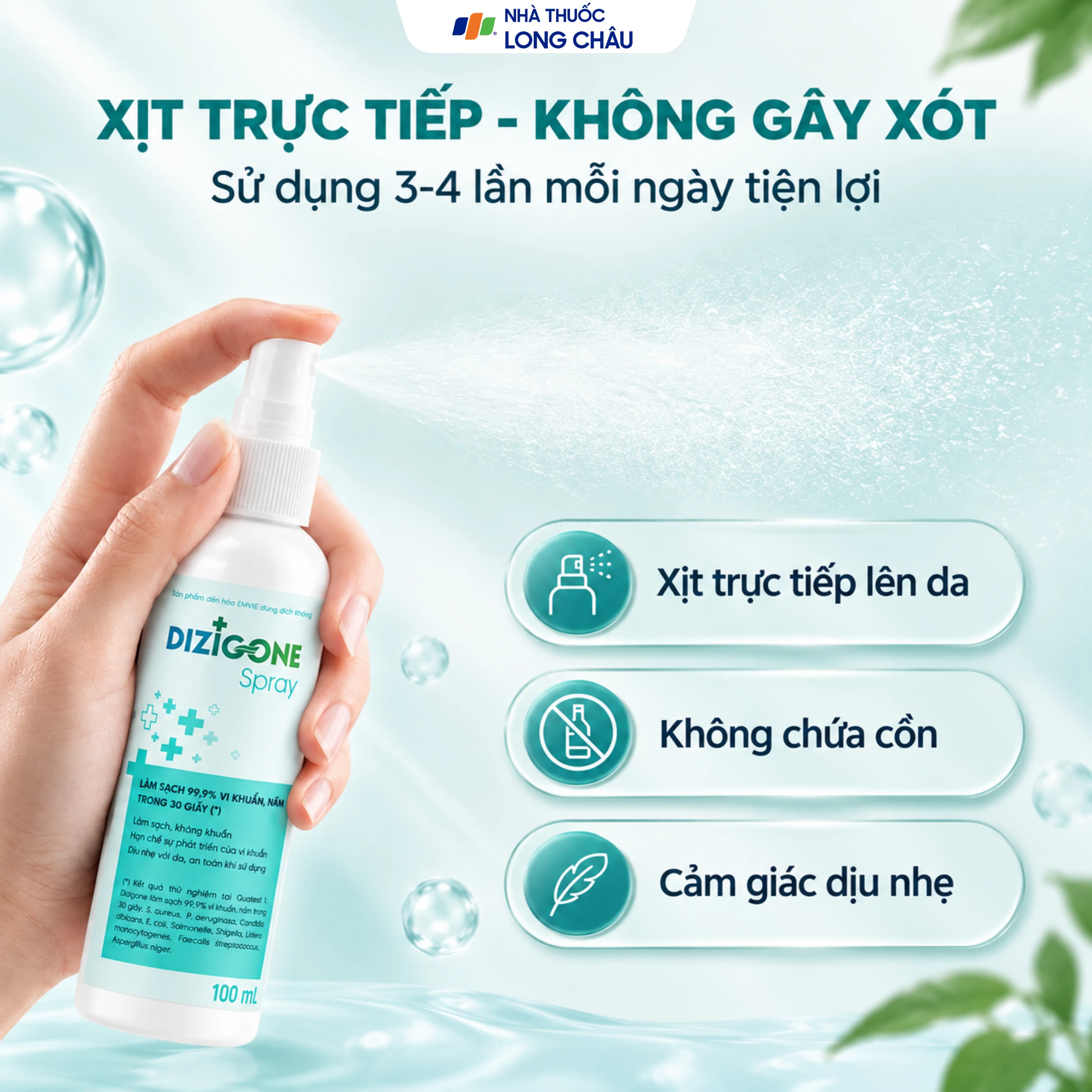 Xịt kháng khuẩn, phục hồi da Dizigone Spray Terrapharm 100ml 5