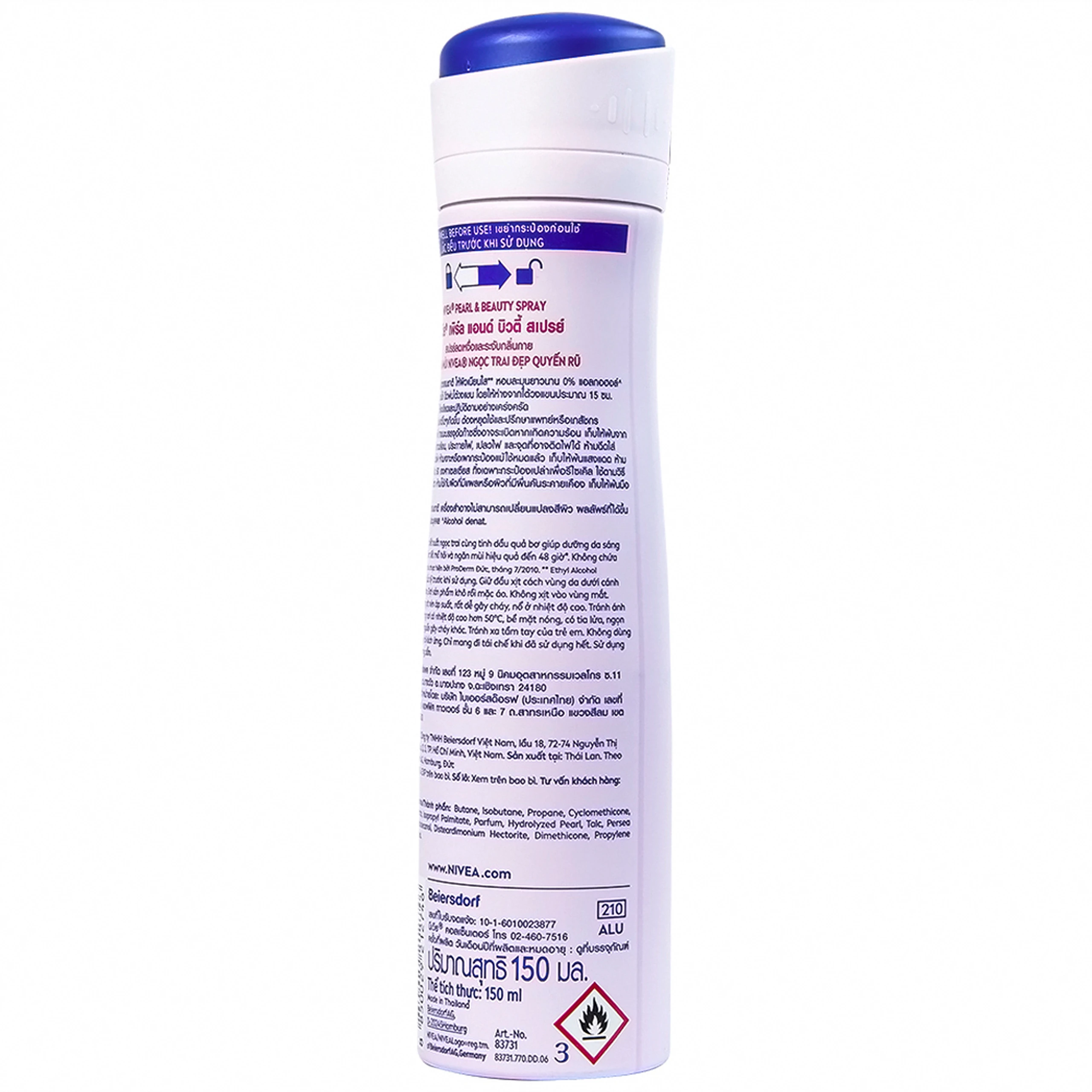 Xịt khử mùi Nivea Anti-Perspirant Pearl And Beauty giảm tiết mồ hôi, ngăn mùi đến 48h (150ml) 