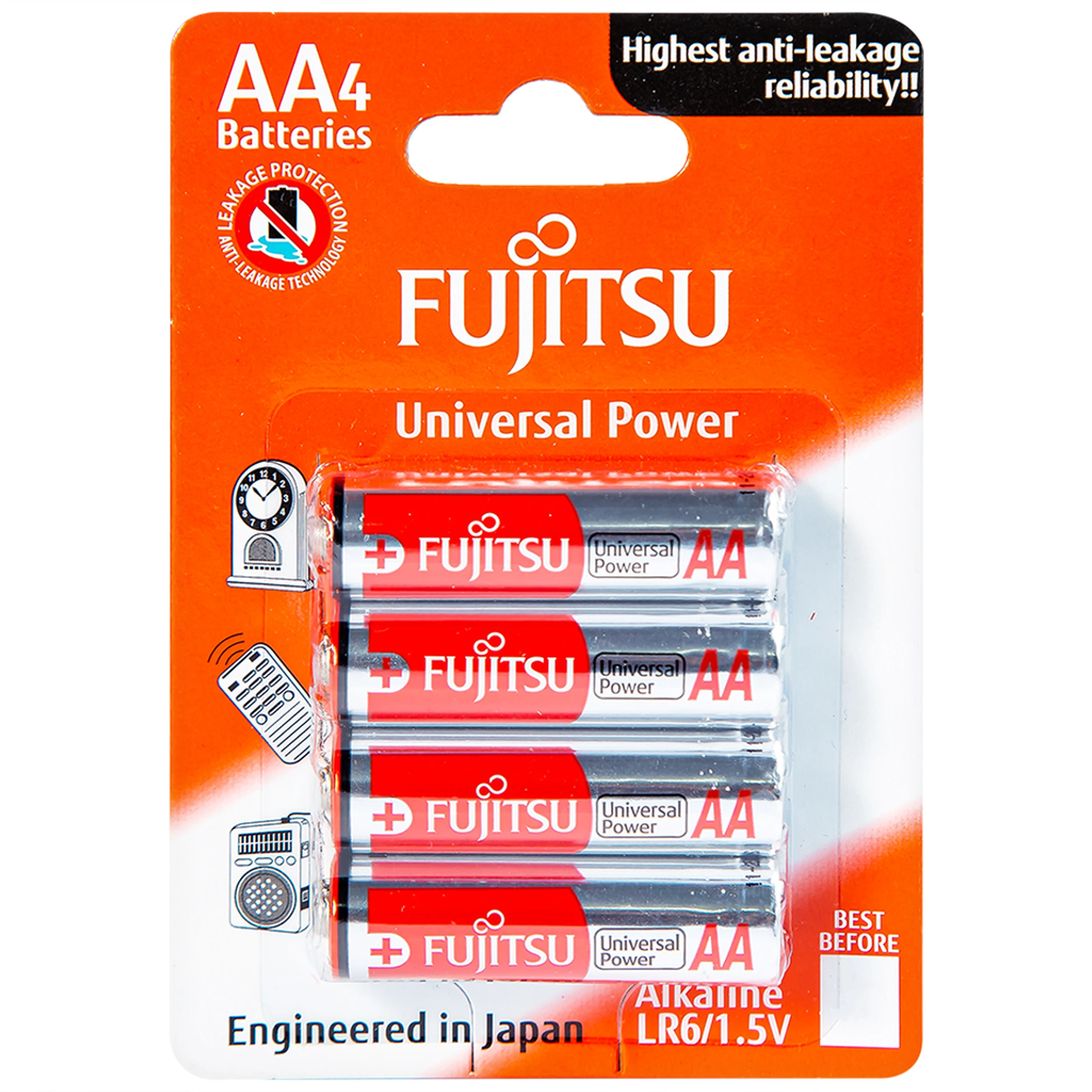 Pin Fujitsu Alkaline LR6 (4B) AA FU-W-FI (vỉ 4 viên) dùng cho các thiết bị điện tử