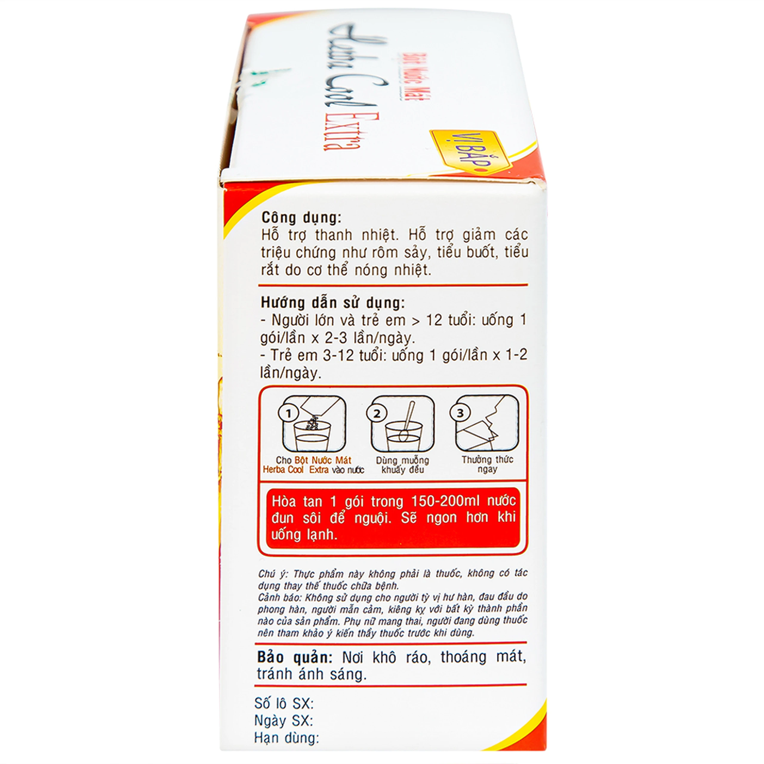 Bột nước mát Herbal Cool Extra - Vị Bắp (10 gói)