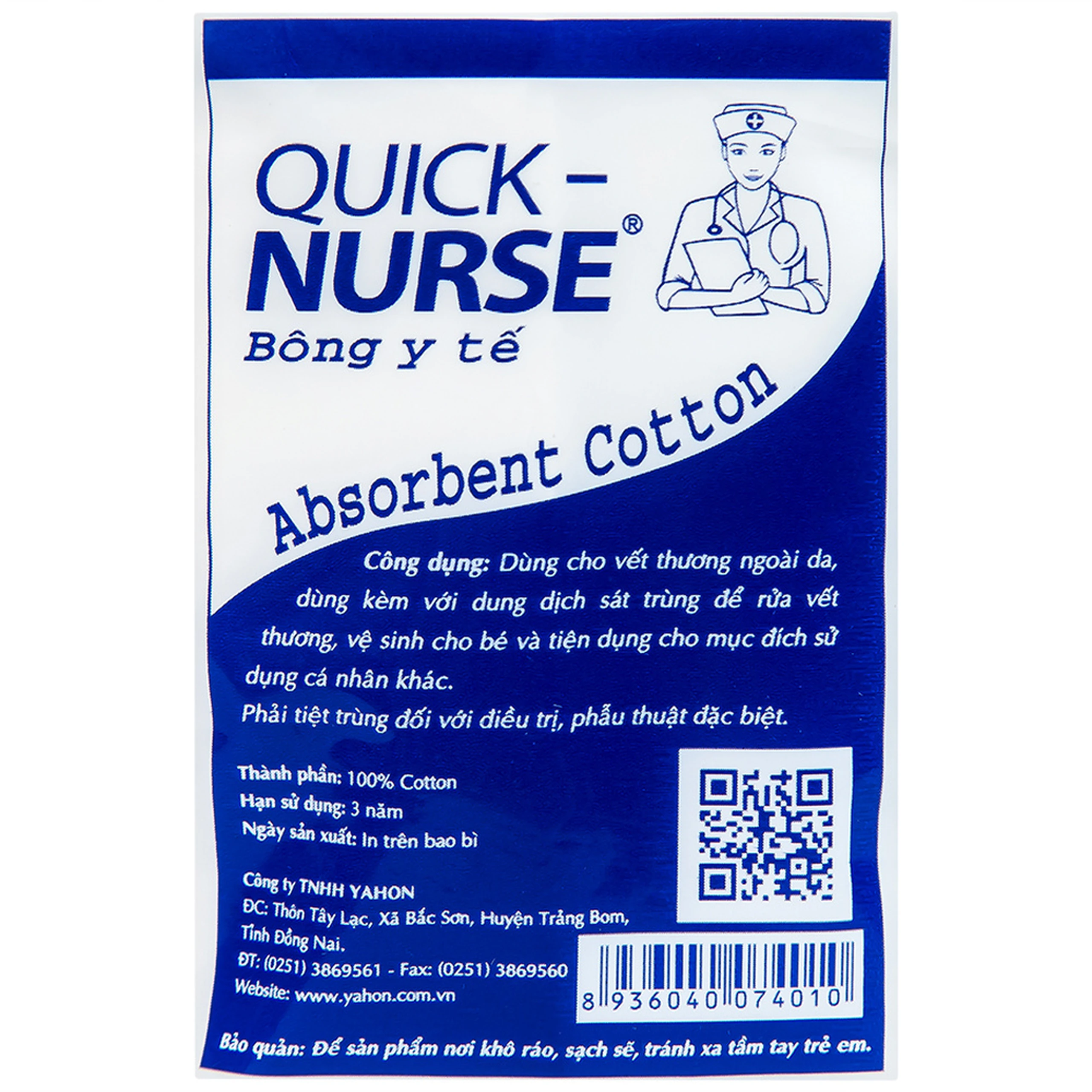 Bông gòn Quick Nurse 50g dùng cho vết thương ngoài da, sát trùng, vệ sinh 