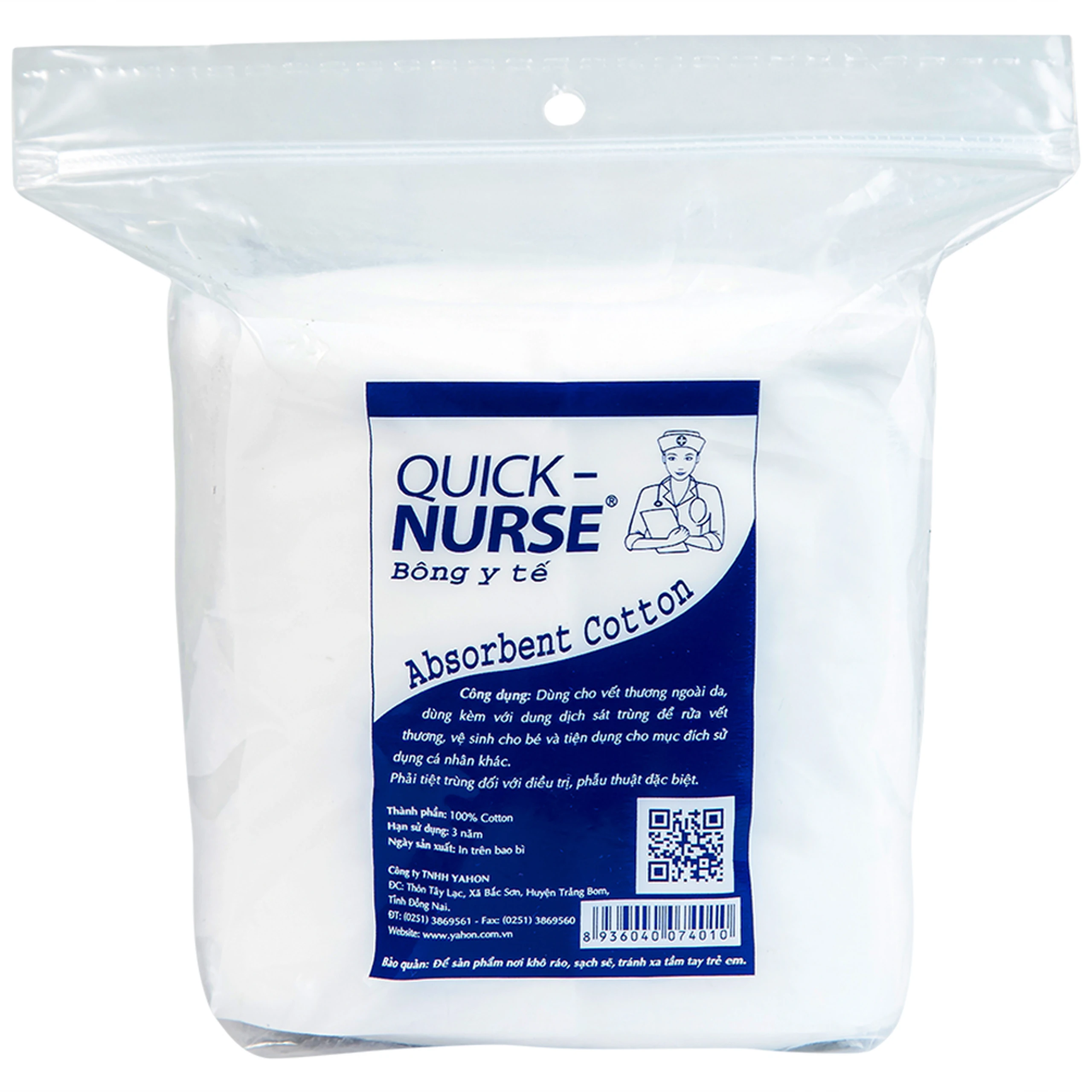 Bông gòn Quick Nurse 50g dùng cho vết thương ngoài da, sát trùng, vệ sinh 
