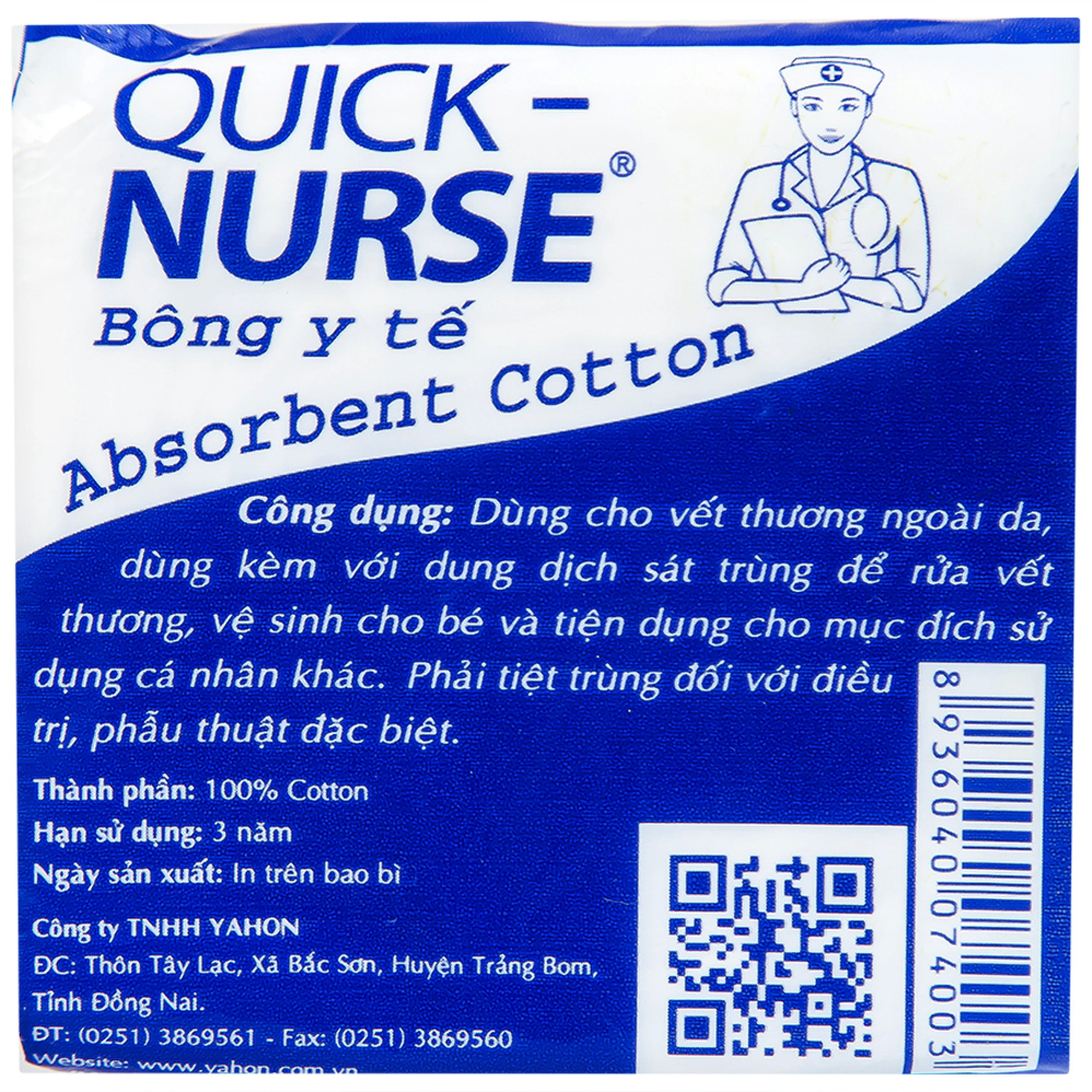 Bông gòn Quick Nurse 25g dùng cho vết thương ngoài da, sát trùng, vệ sinh 