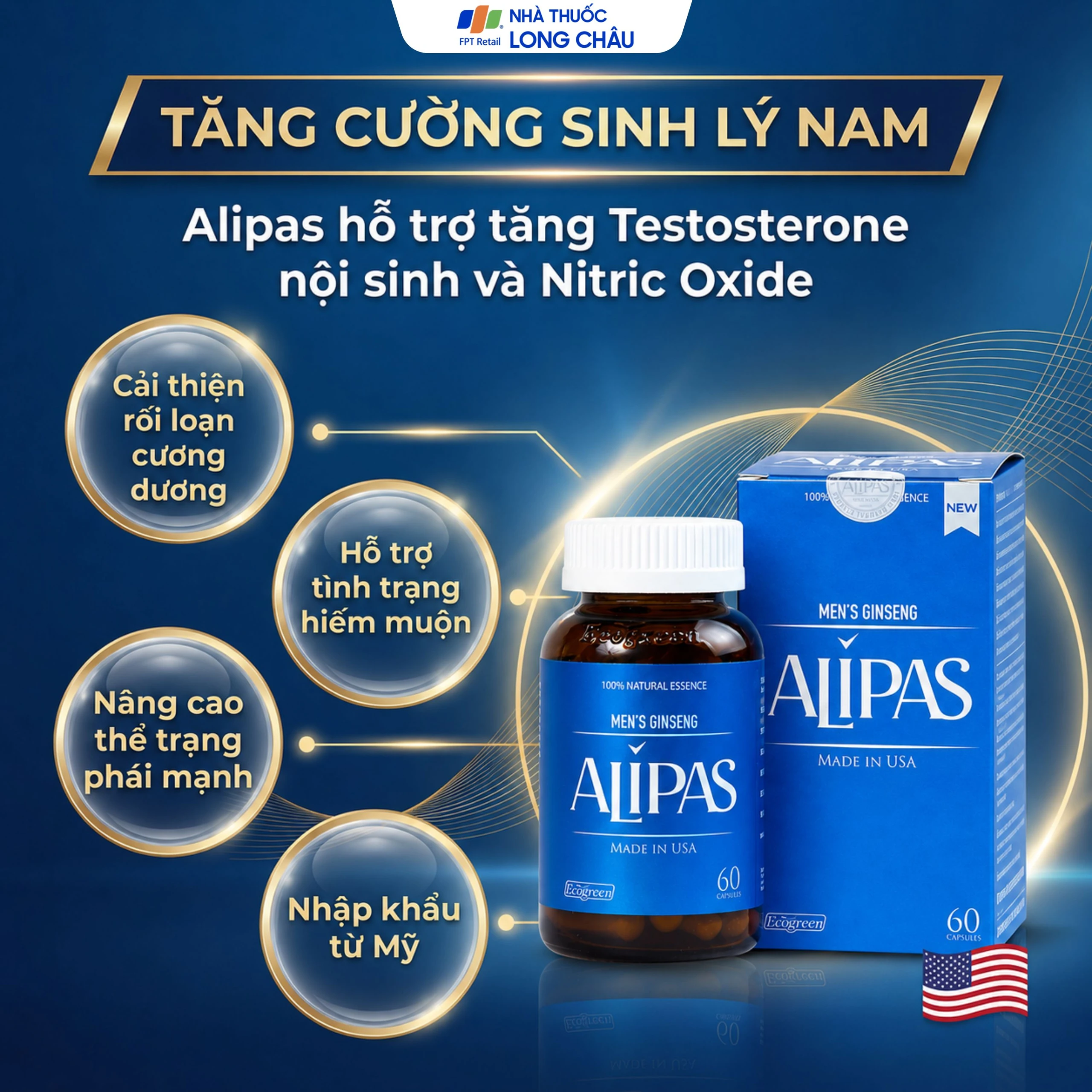 Viên uống tăng cường sinh lực phái mạnh Ecogreen Men’s Ginseng Alipas (60 viên) 3