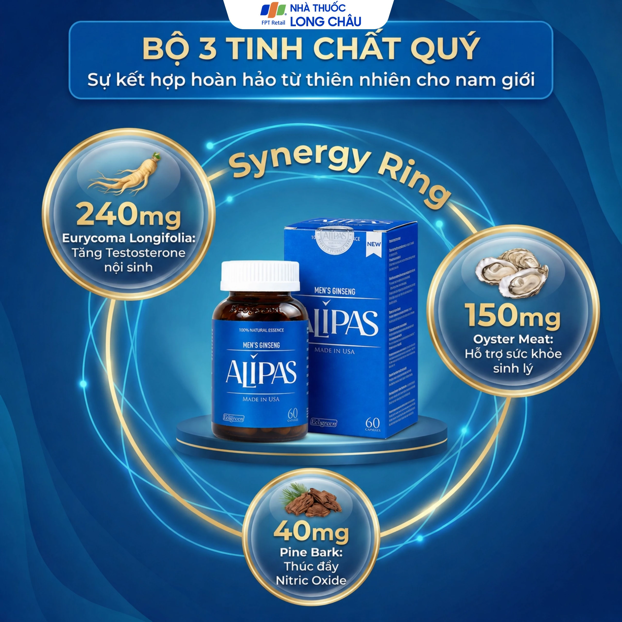Viên uống tăng cường sinh lực phái mạnh Ecogreen Men’s Ginseng Alipas (60 viên) 4