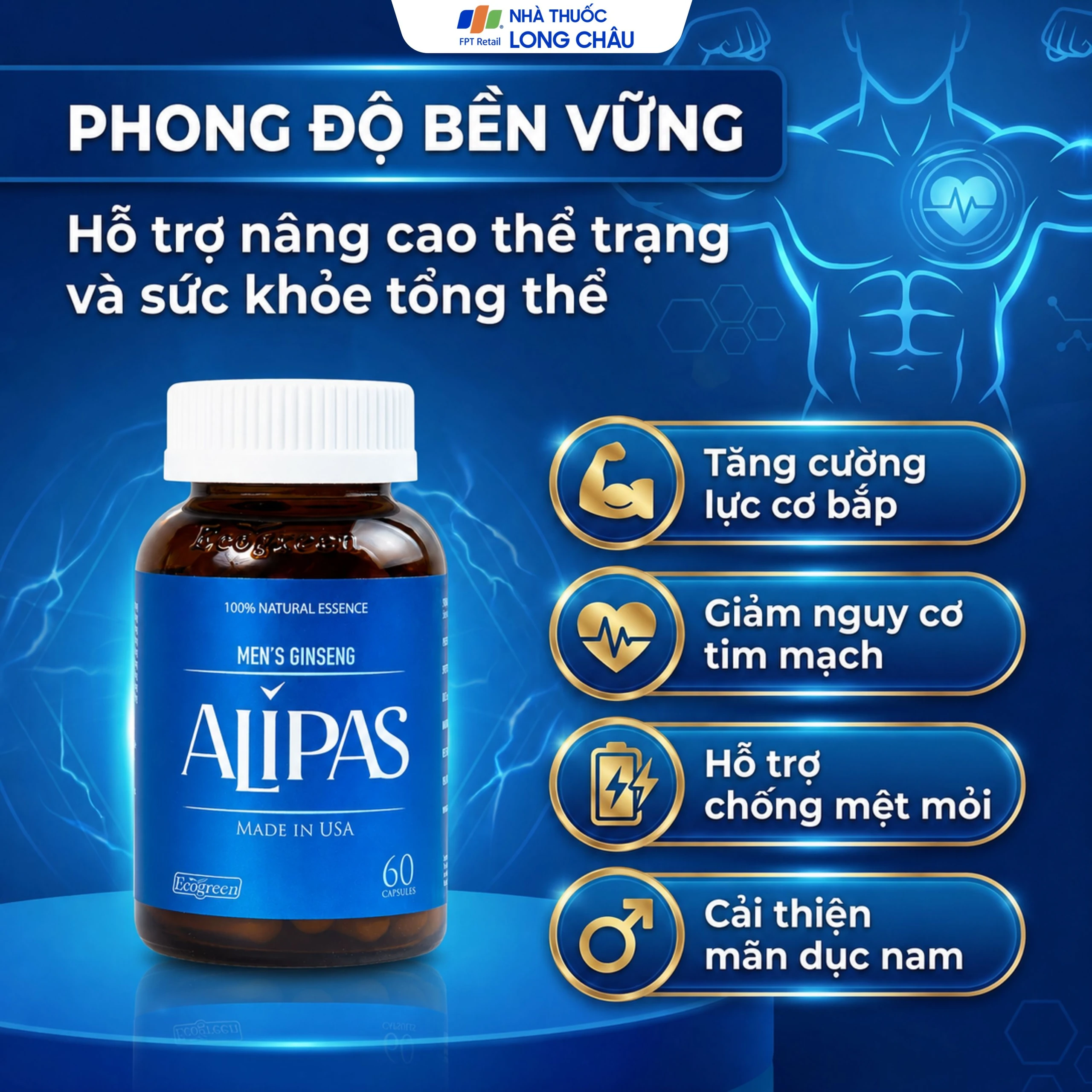 Viên uống tăng cường sinh lực phái mạnh Ecogreen Men’s Ginseng Alipas (60 viên) 5