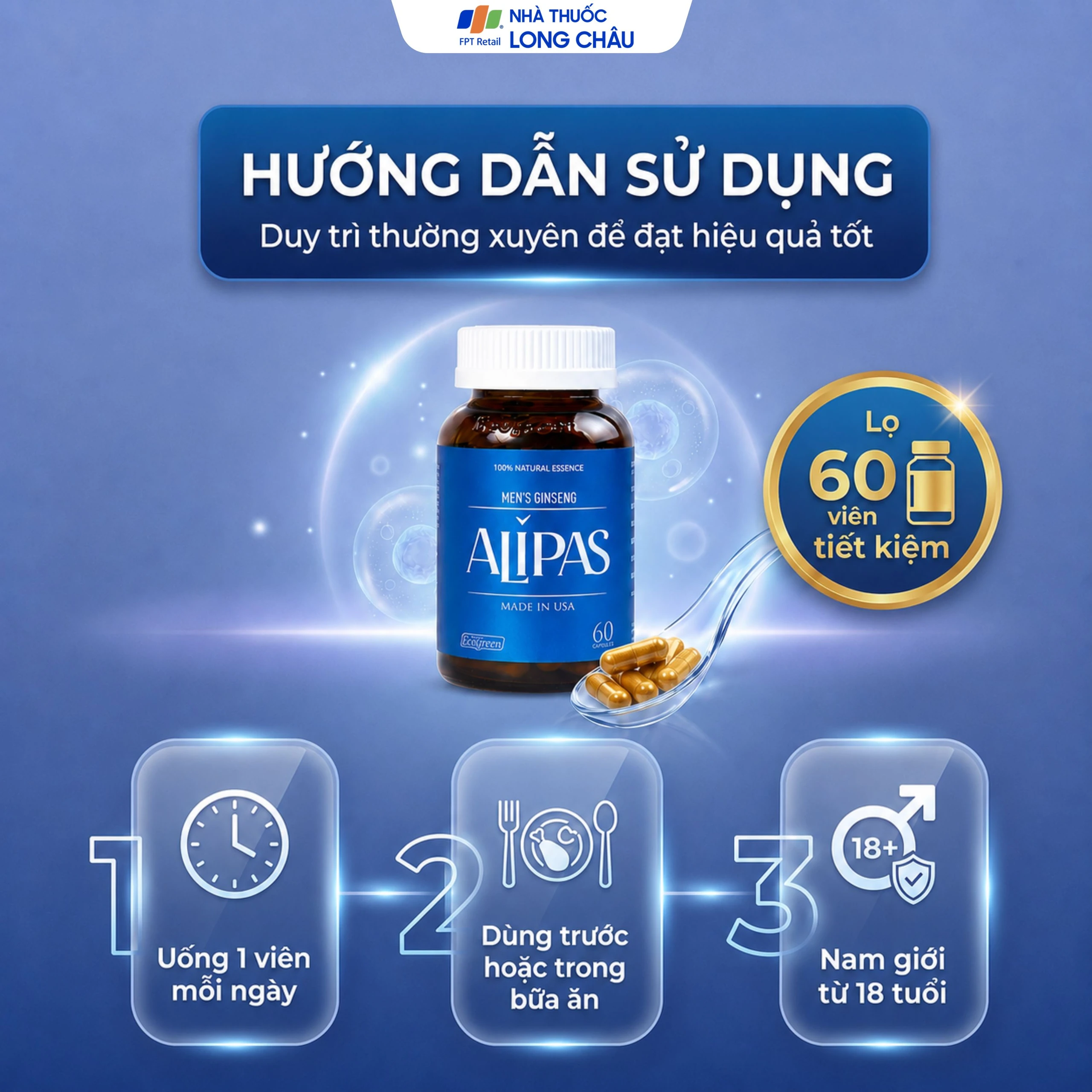 Viên uống tăng cường sinh lực phái mạnh Ecogreen Men’s Ginseng Alipas (60 viên) 6