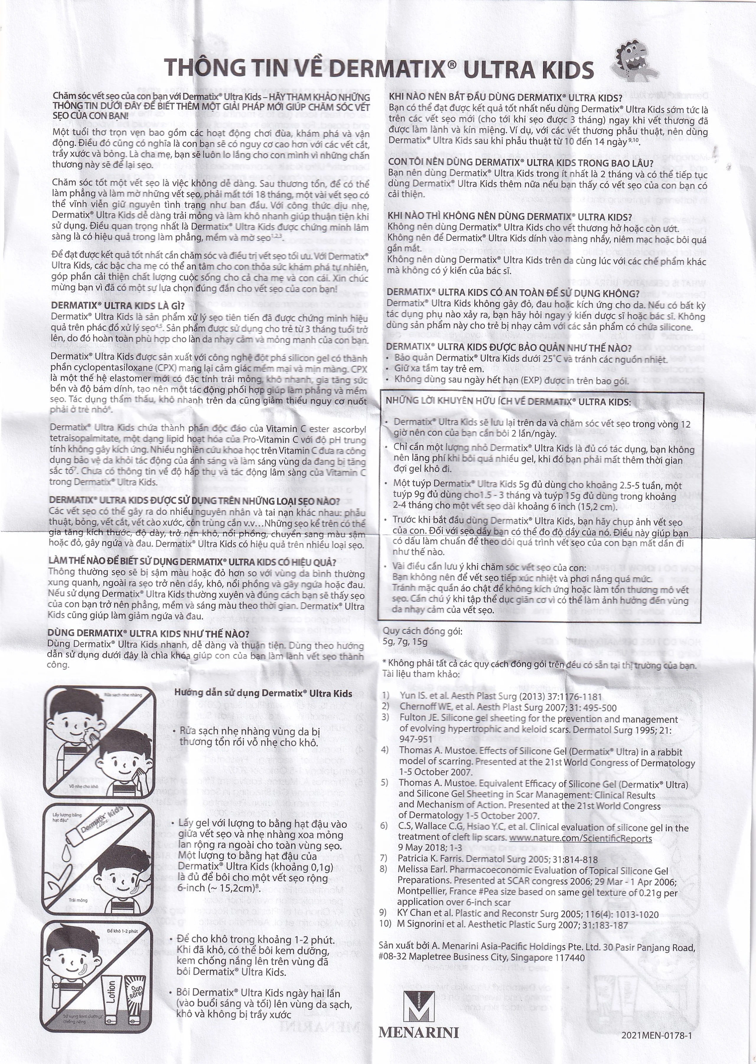 Gel hỗ trợ cải thiện sẹo Dermatix Ultra Scar Care For Kids Menarini phù hợp cho trẻ từ 3 tháng tuổi trở lên (5g)