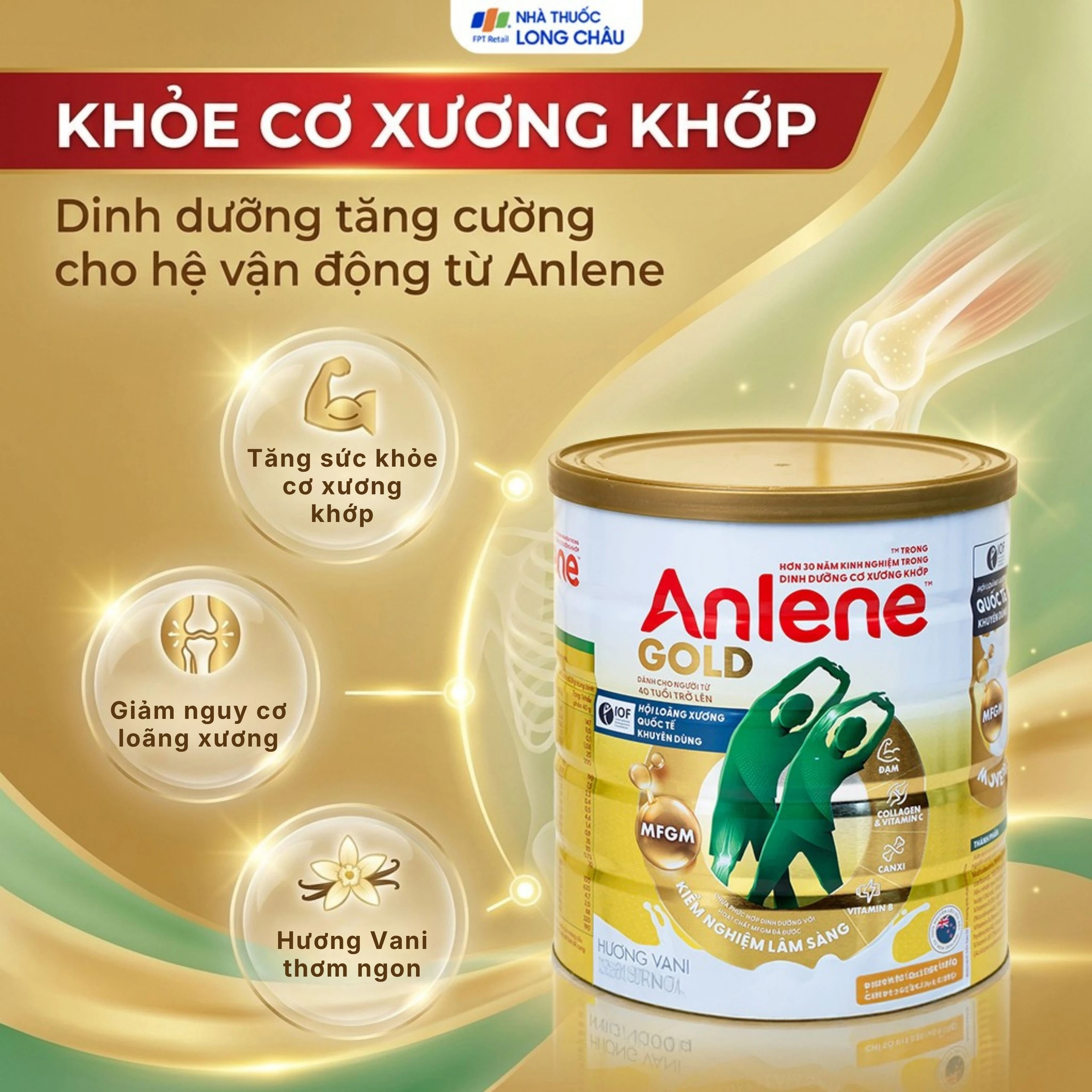 Sữa tăng cường sức khỏe cơ-xương-khớp dành cho người trên 40 tuổi Anlene Gold 5X hương vani (800g) 2