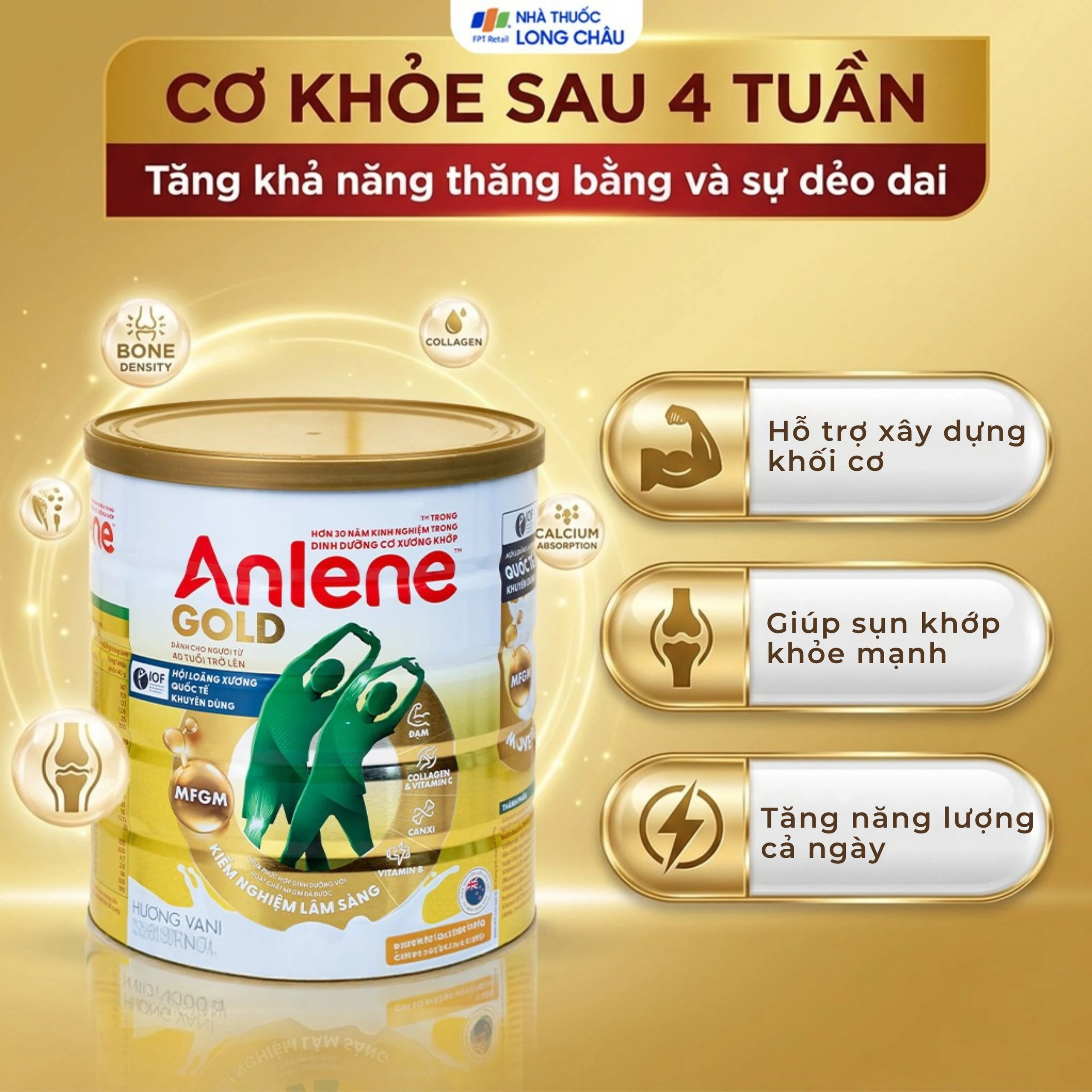 Sữa tăng cường sức khỏe cơ-xương-khớp dành cho người trên 40 tuổi Anlene Gold 5X hương vani (800g) 4