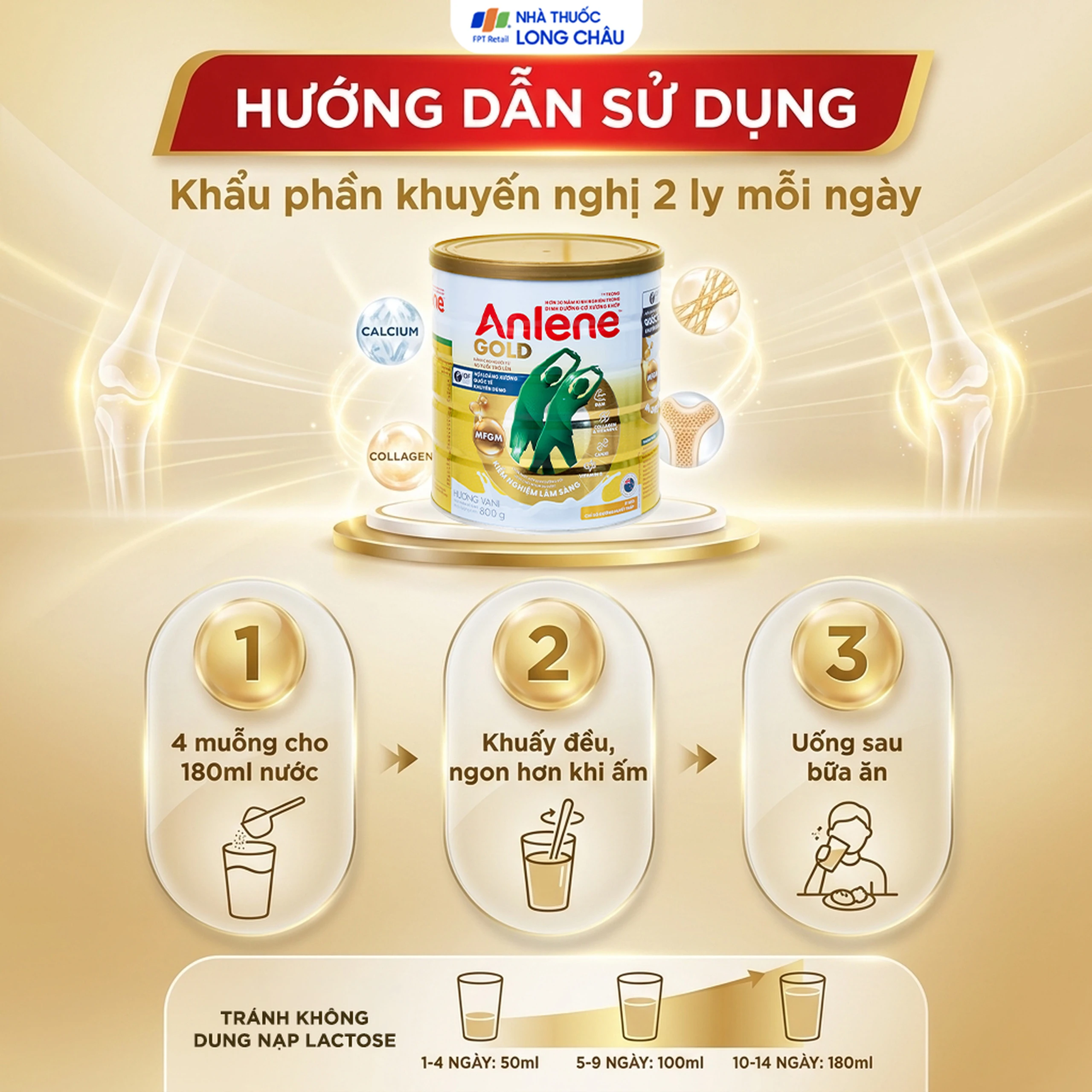 Sữa tăng cường sức khỏe cơ-xương-khớp dành cho người trên 40 tuổi Anlene Gold 5X hương vani (800g) 5