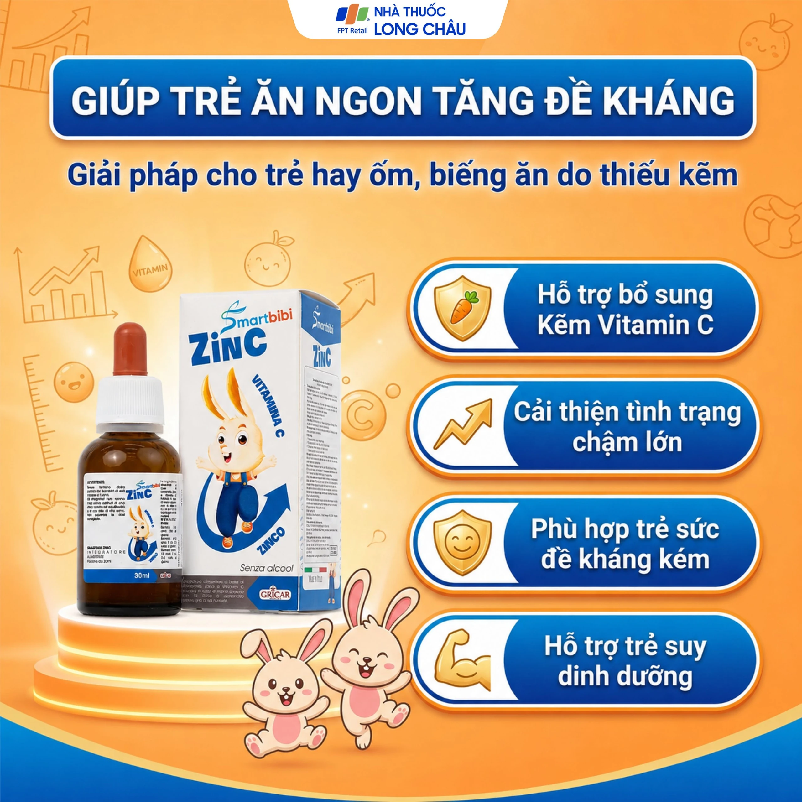 Siro hỗ trợ cải thiện biếng ăn Smartbibi Zinc (30ml) 3