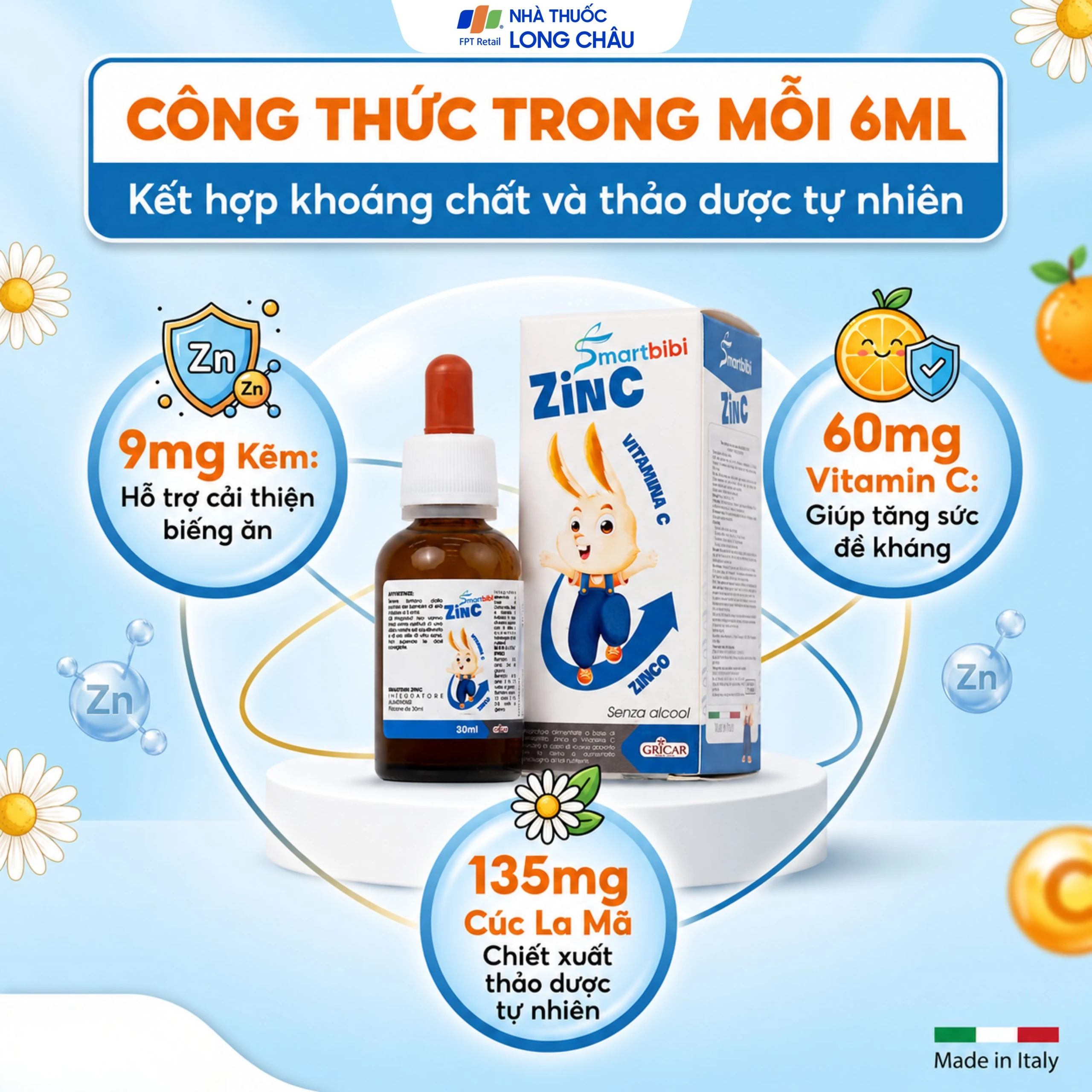 Siro hỗ trợ cải thiện biếng ăn Smartbibi Zinc (30ml) 4
