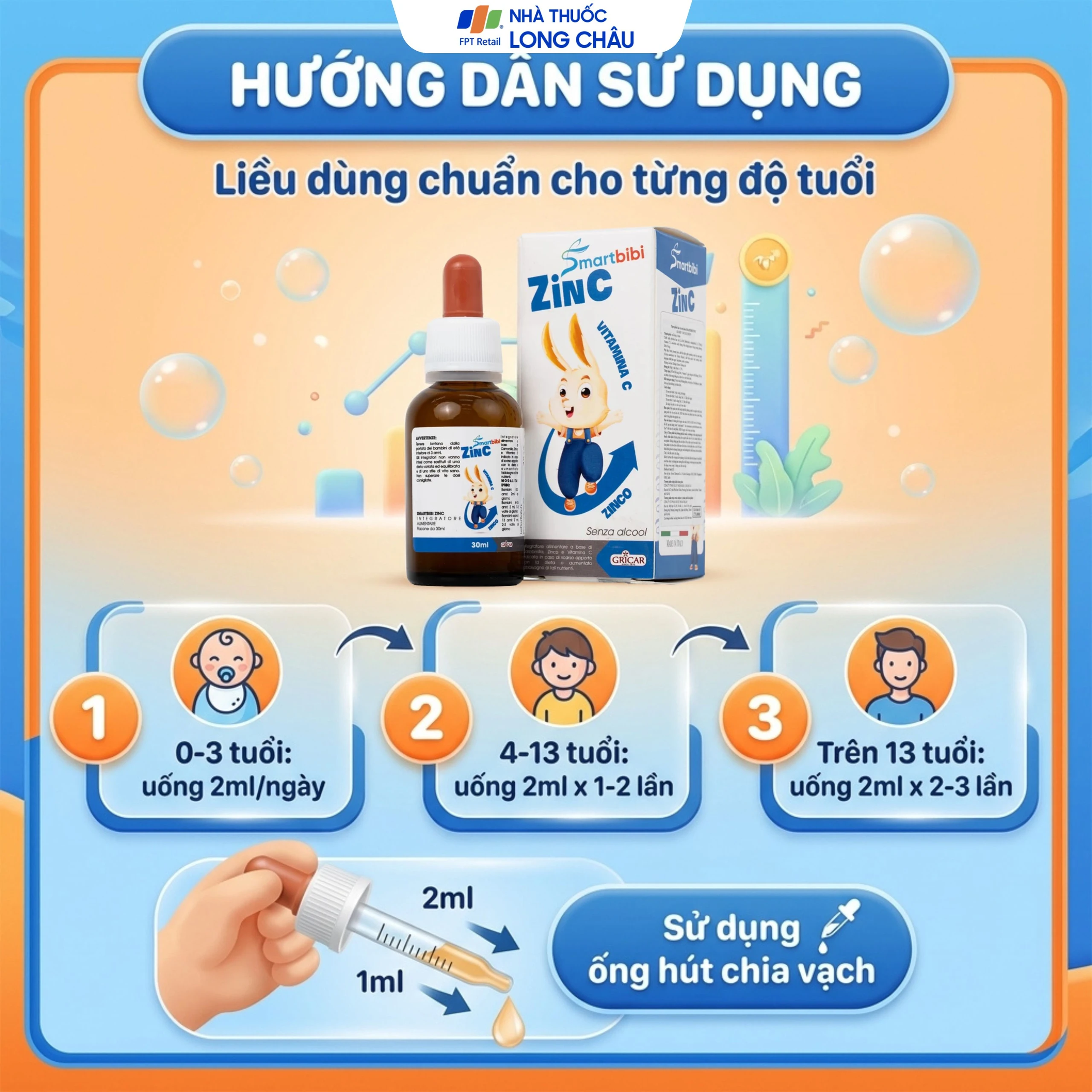 Siro hỗ trợ cải thiện biếng ăn Smartbibi Zinc (30ml) 5