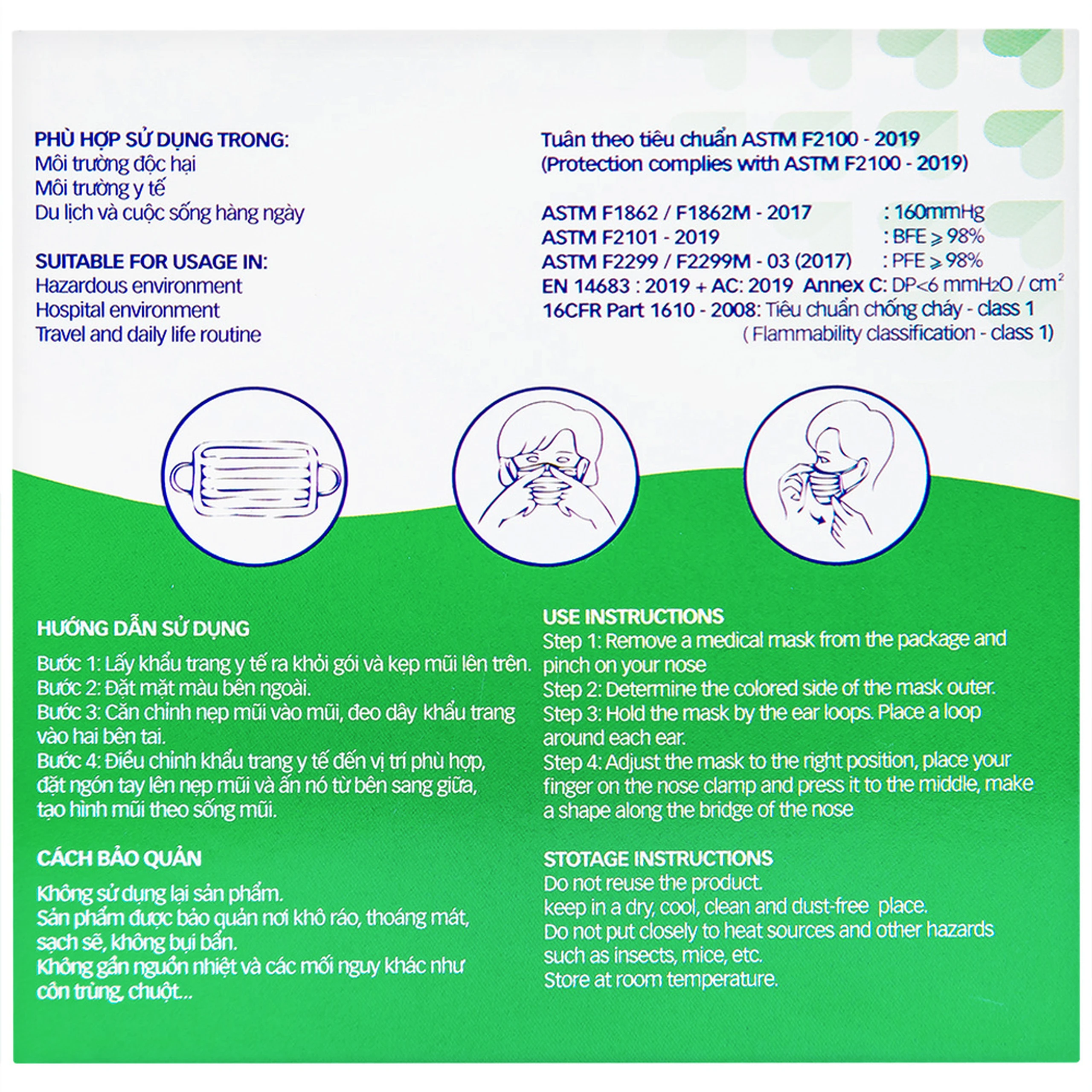 Khẩu trang 3 lớp TLR 3 lớp màu trắng (50 cái) ngăn khói bụi, vi khuẩn