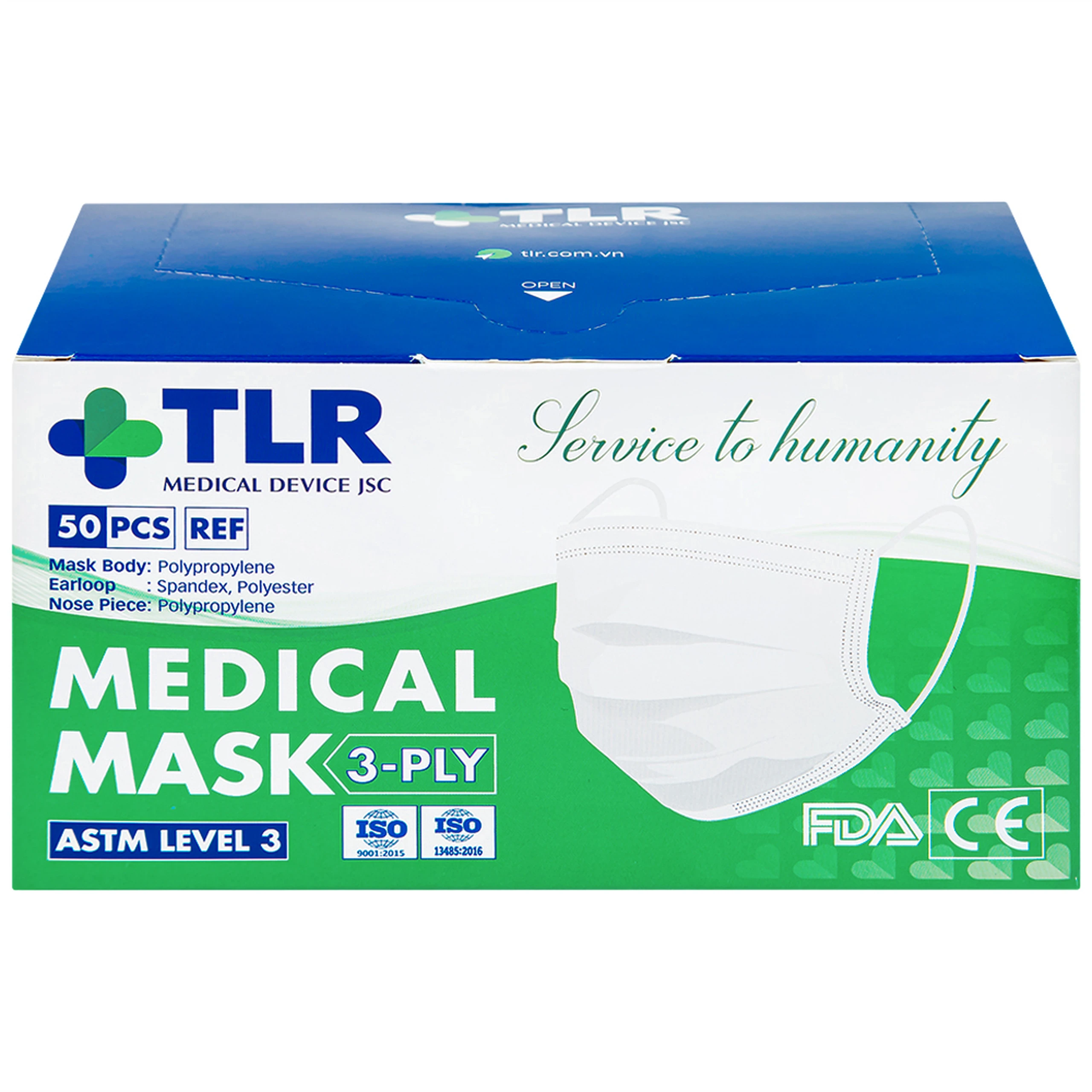 Khẩu trang 3 lớp TLR 3 lớp màu trắng (50 cái) ngăn khói bụi, vi khuẩn