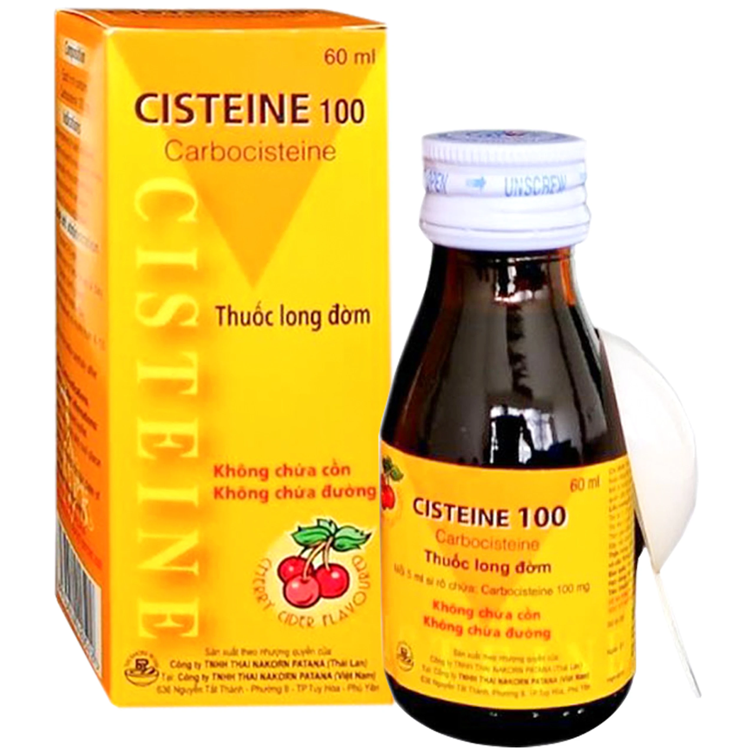 Siro Cisteine 100 Thai Nakorn điều trị hỗ trợ trong viêm xoang, viêm mũi họng, chảy dịch ống tai (60ml) 1