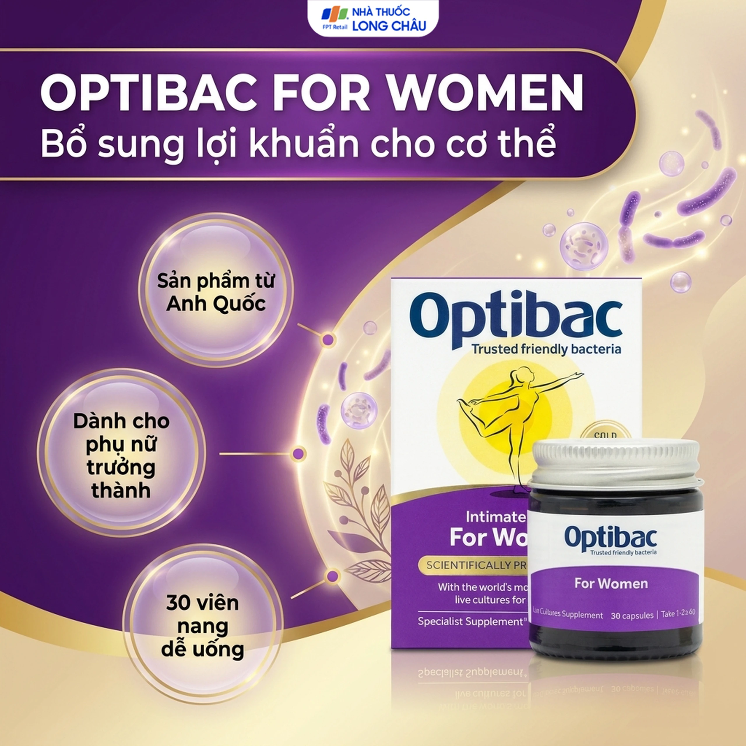 Viên hỗ trợ bổ sung lợi khuẩn cho cơ thể Optibac For Women (30 viên) 2