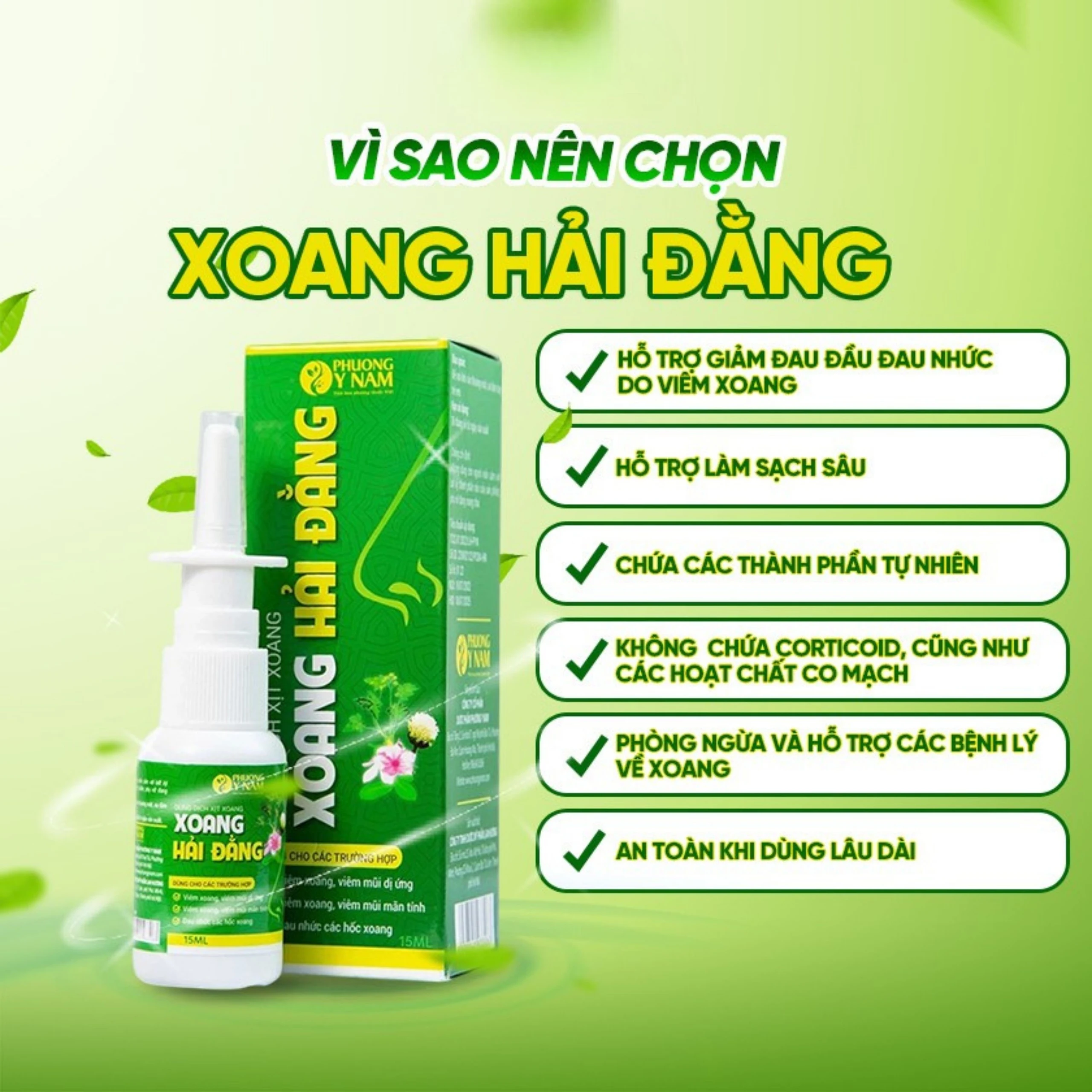 Xịt mũi xoang Hải Đằng 15ml giúp ngăn ngừa và giảm viêm xoang, viêm mũi dị ứng