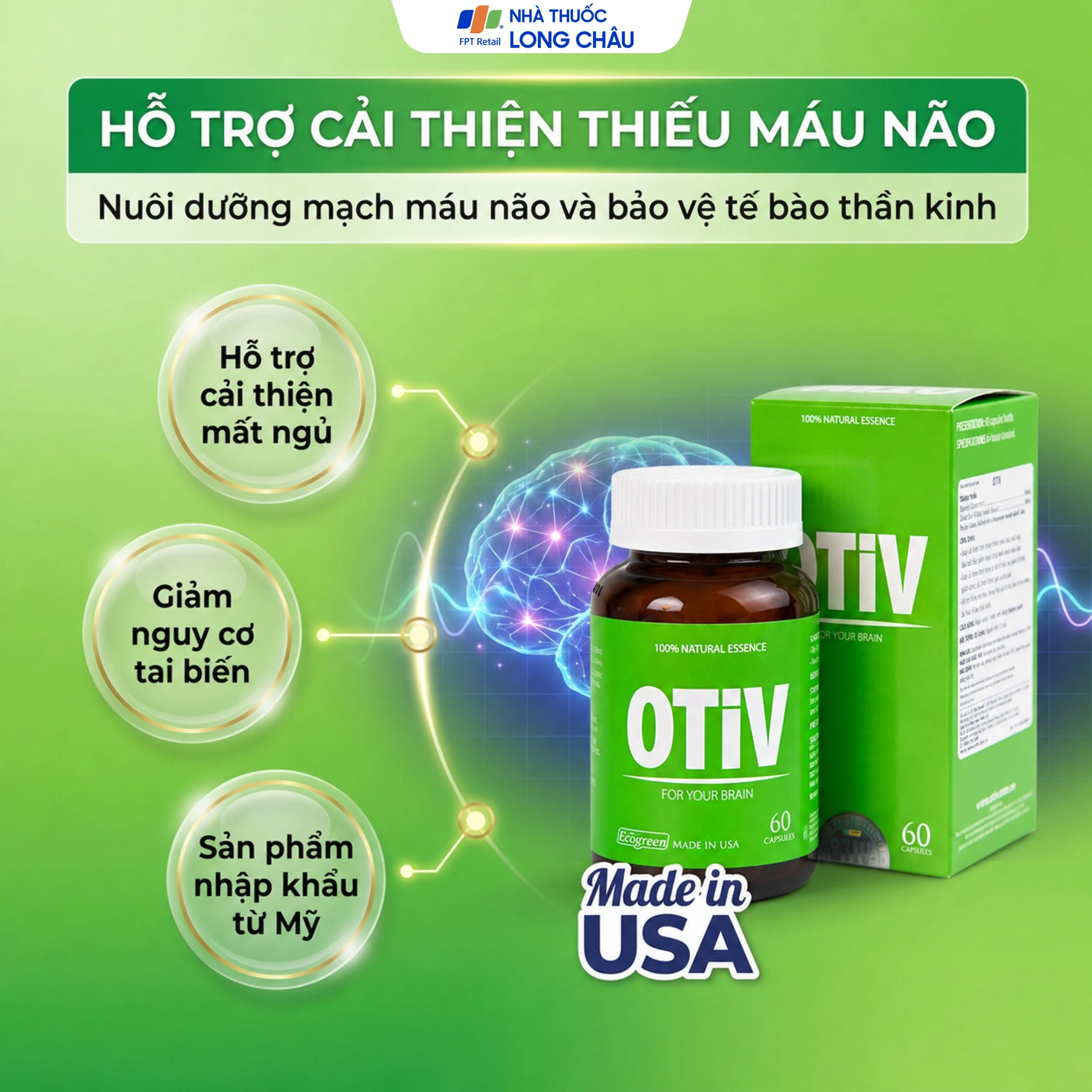 Viên uống giúp tăng cường dưỡng chất cho não Ecogreen OTiV (60 viên) 2