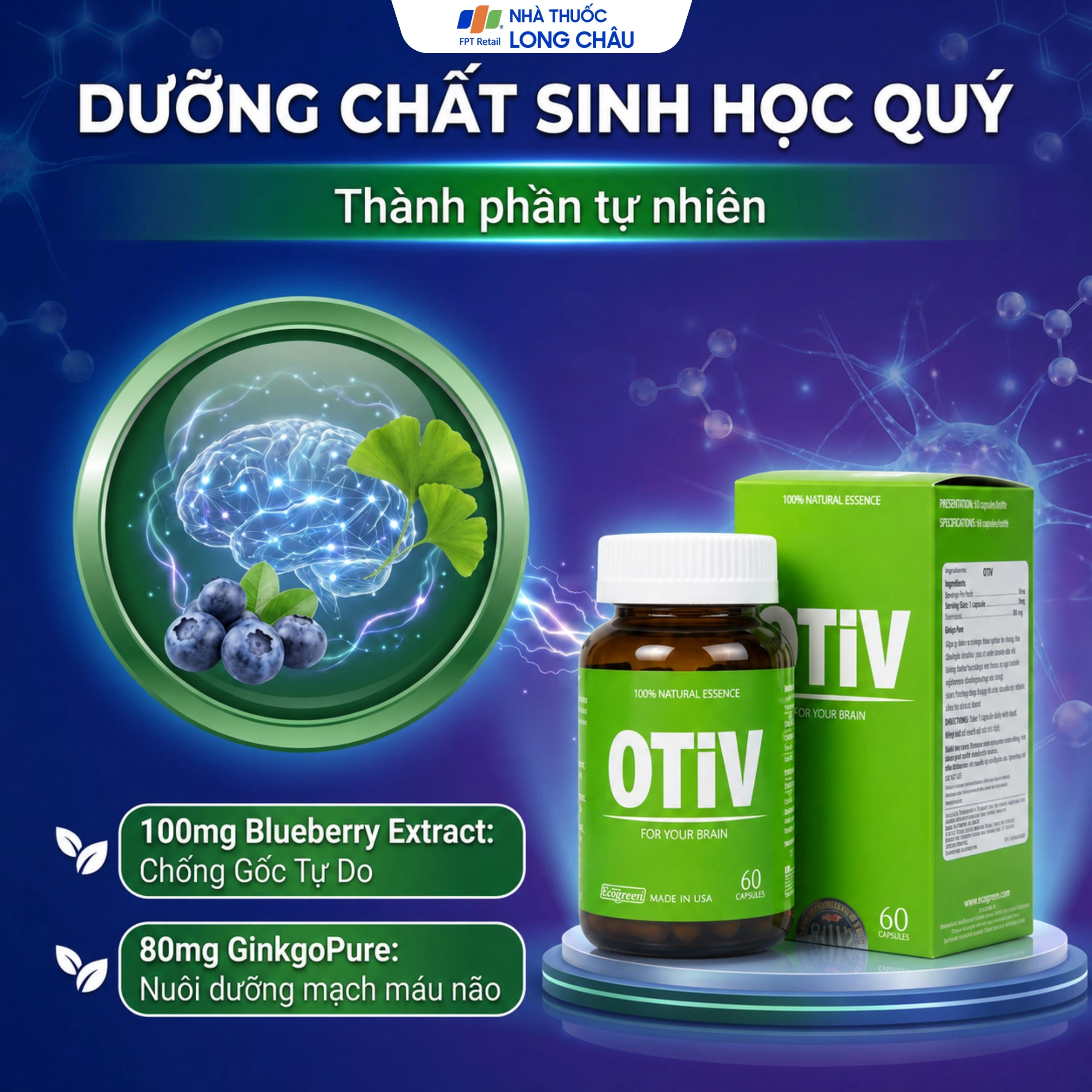 Viên uống giúp tăng cường dưỡng chất cho não Ecogreen OTiV (60 viên) 4
